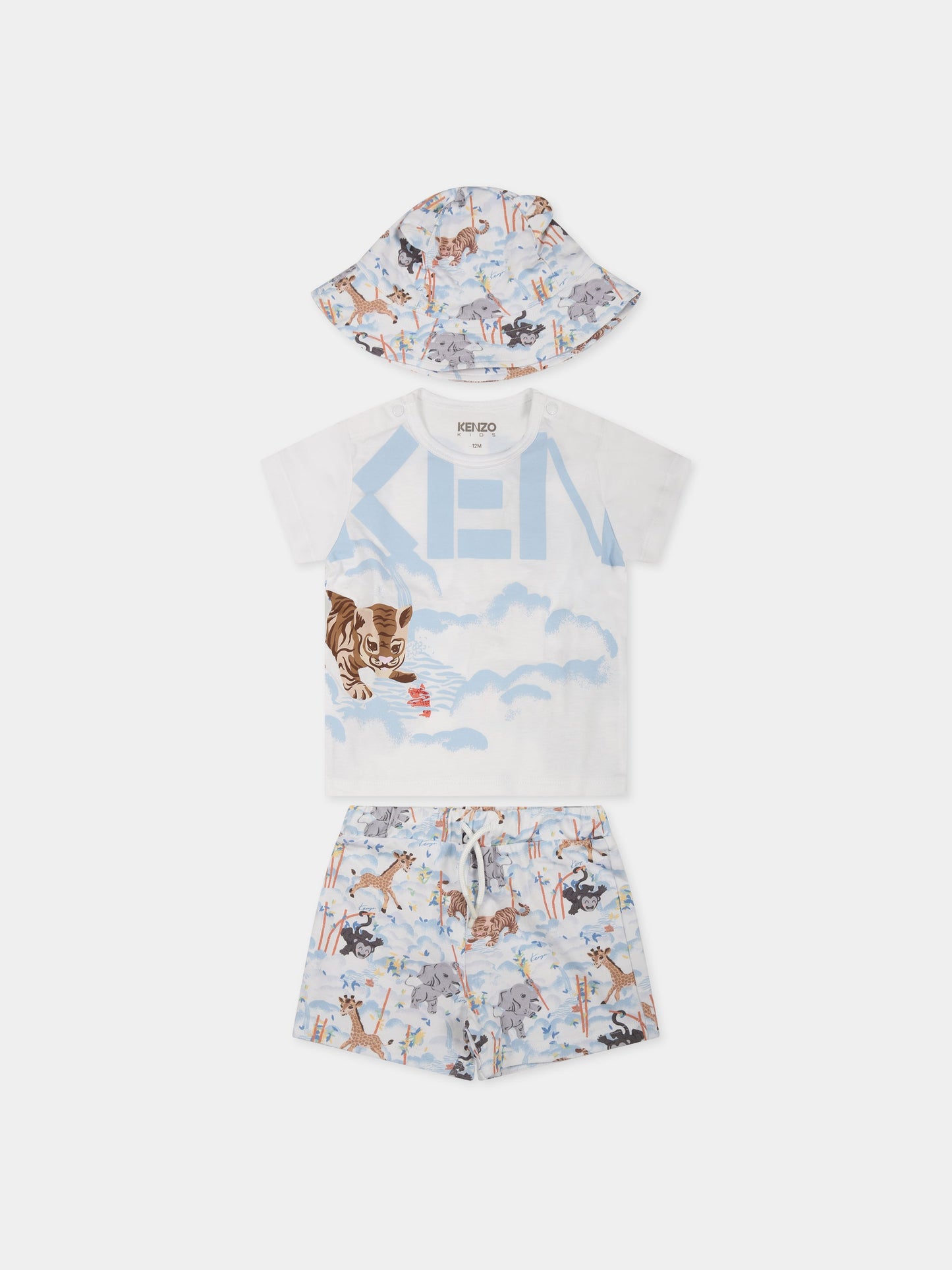 Completo multicolor per neonato con logo e stampa,Kenzo Kids,K98101 10P