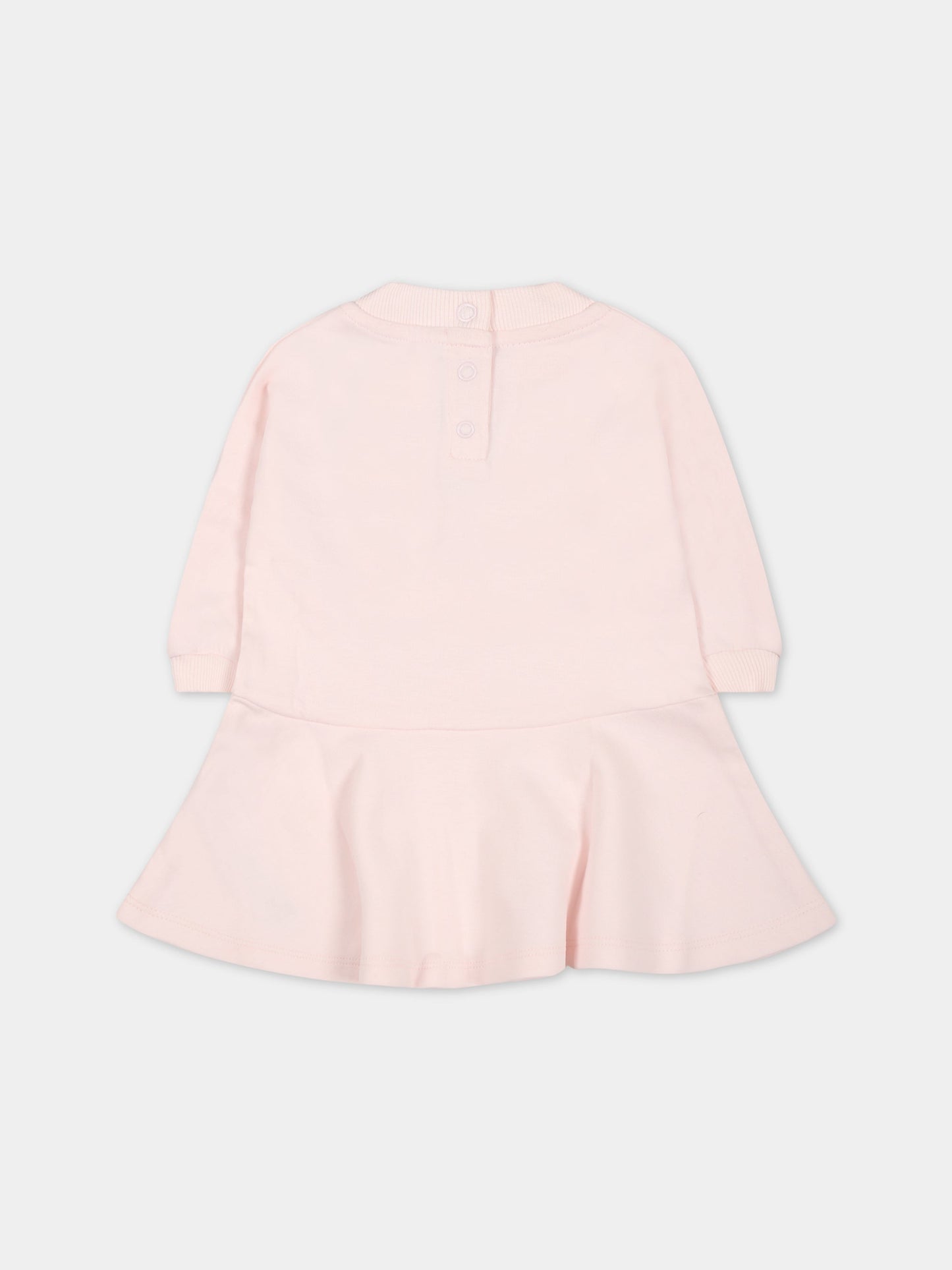 Vestito rosa per neonata con stampa giraffa e logo,Kenzo Kids,K98108 450