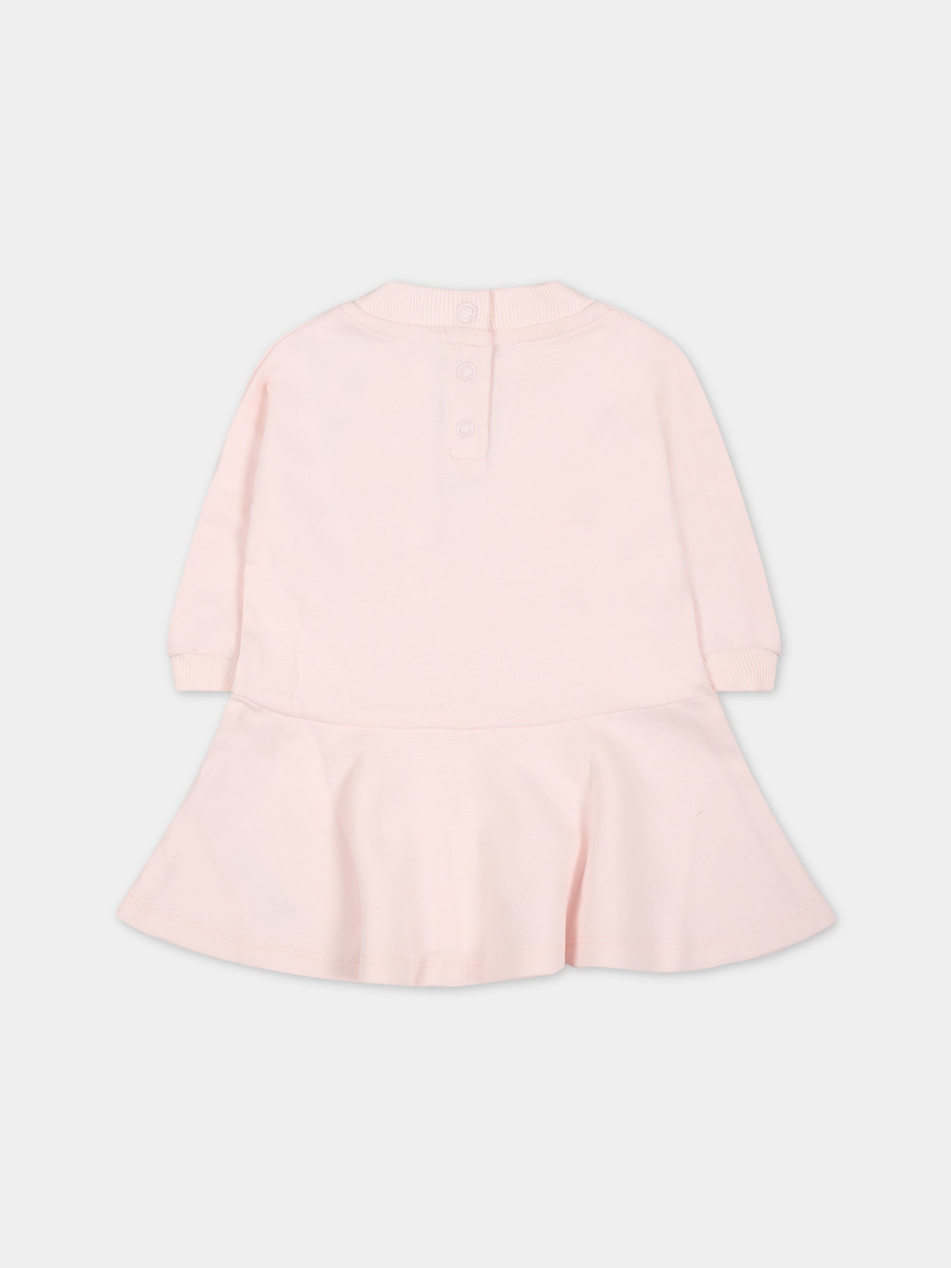 Vestito rosa per neonata con stampa giraffa e logo,Kenzo Kids,K98108 450