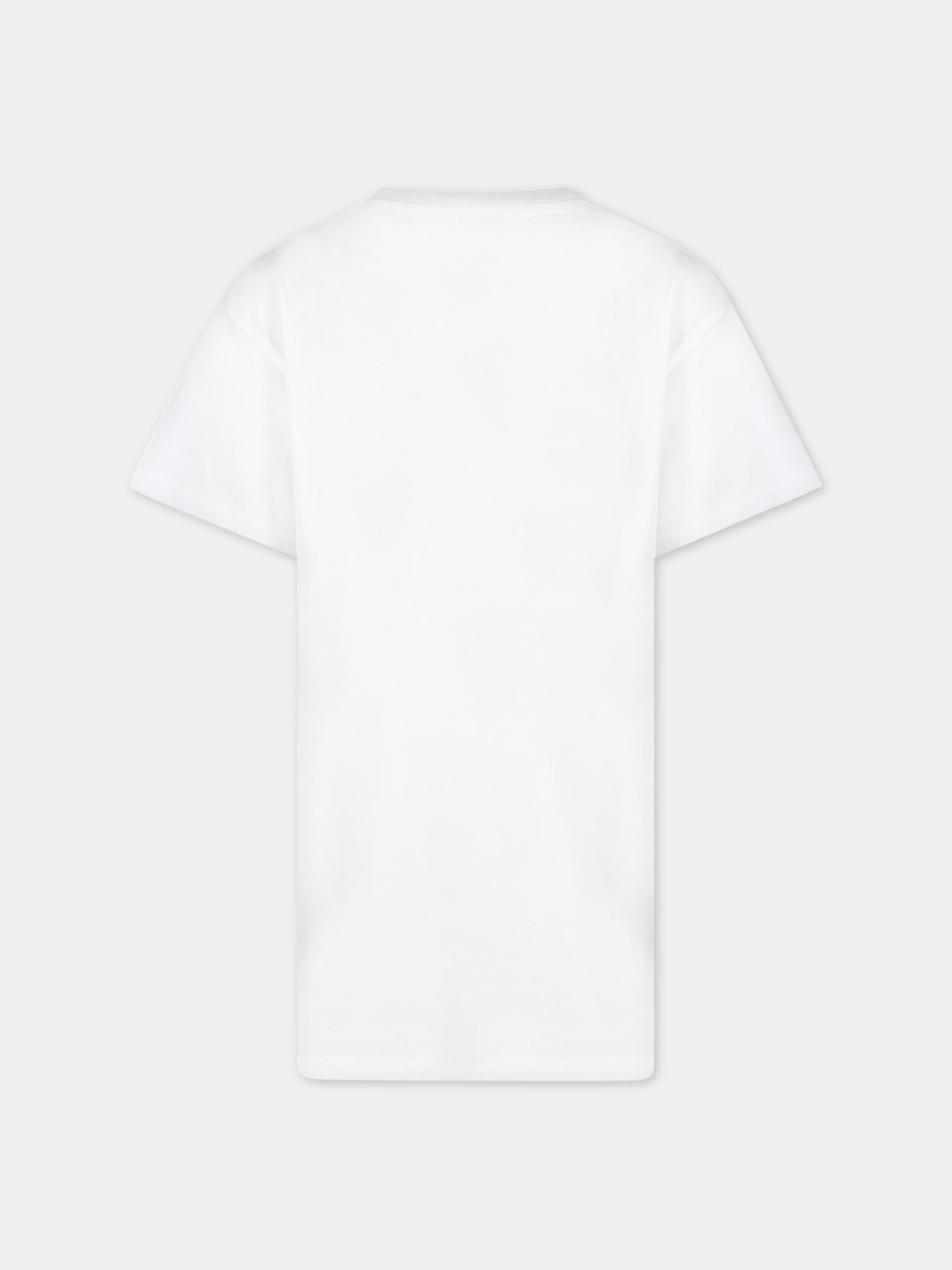 Vestito bianco per bambina con tigre iconica e logo,Kenzo Kids,K12288 10P