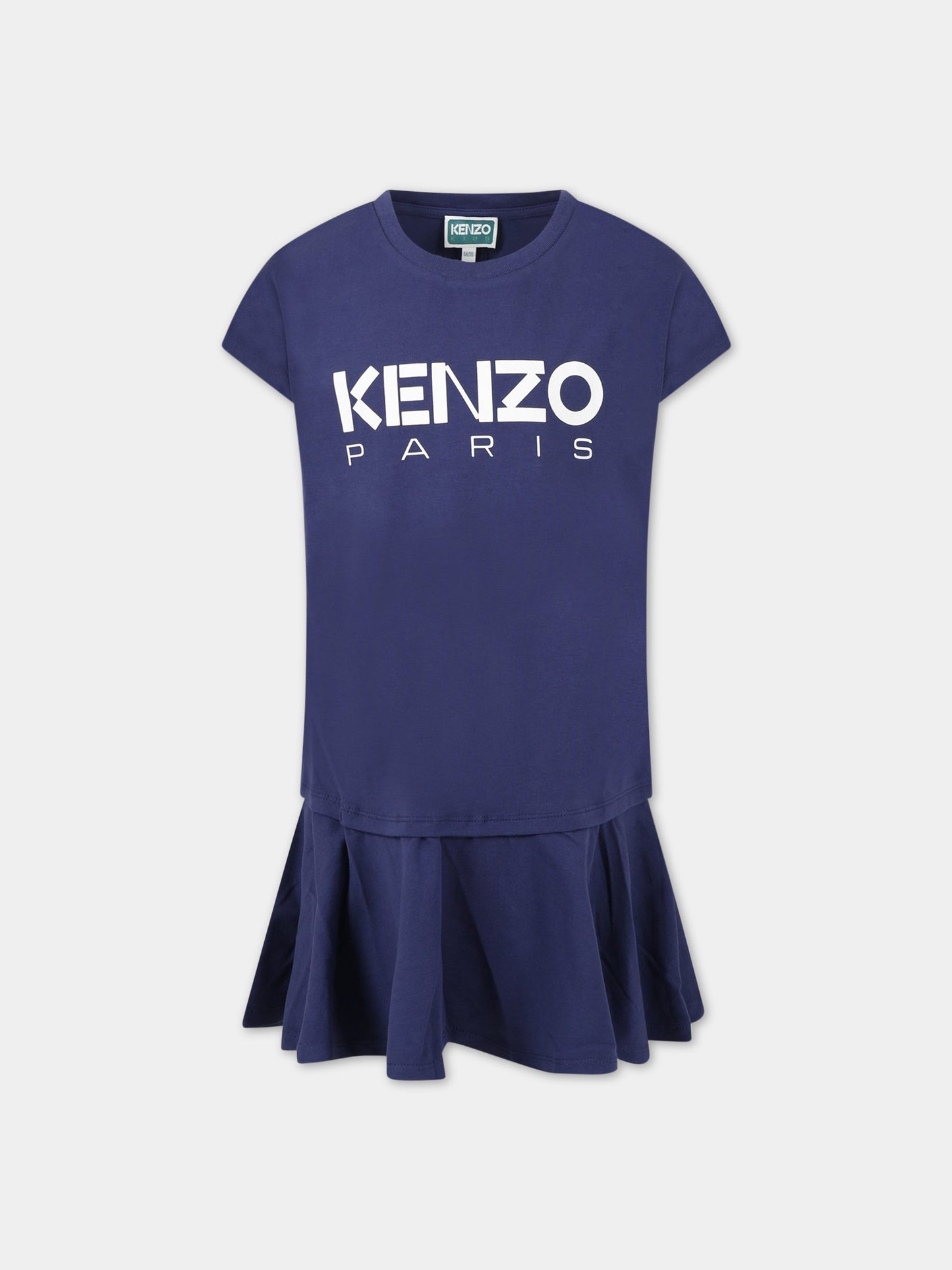 Vestito blu per bambina con logo,Kenzo Kids,K12306 80K