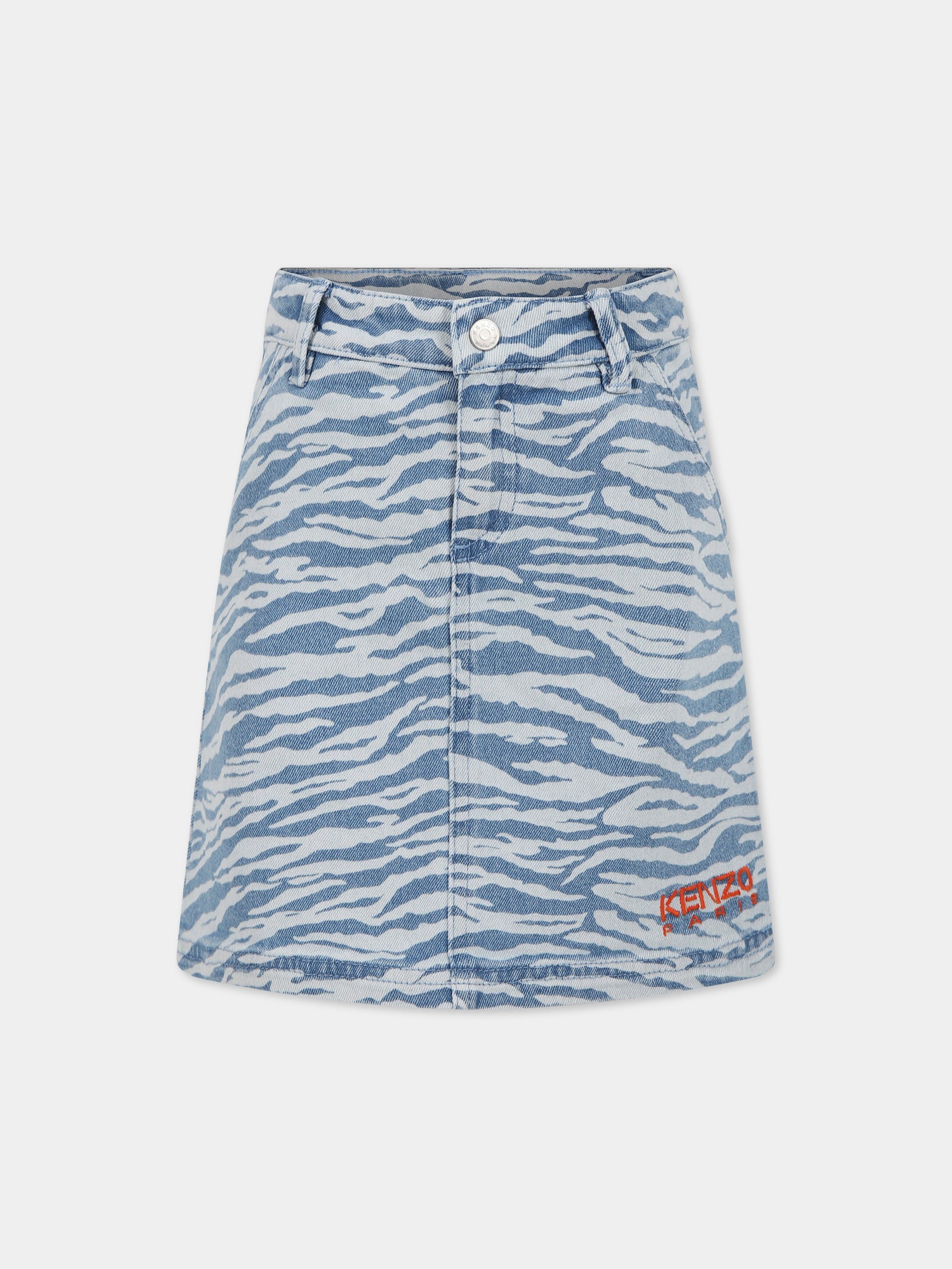 Gonna celeste per bambina con logo,Kenzo Kids,K13083 78G