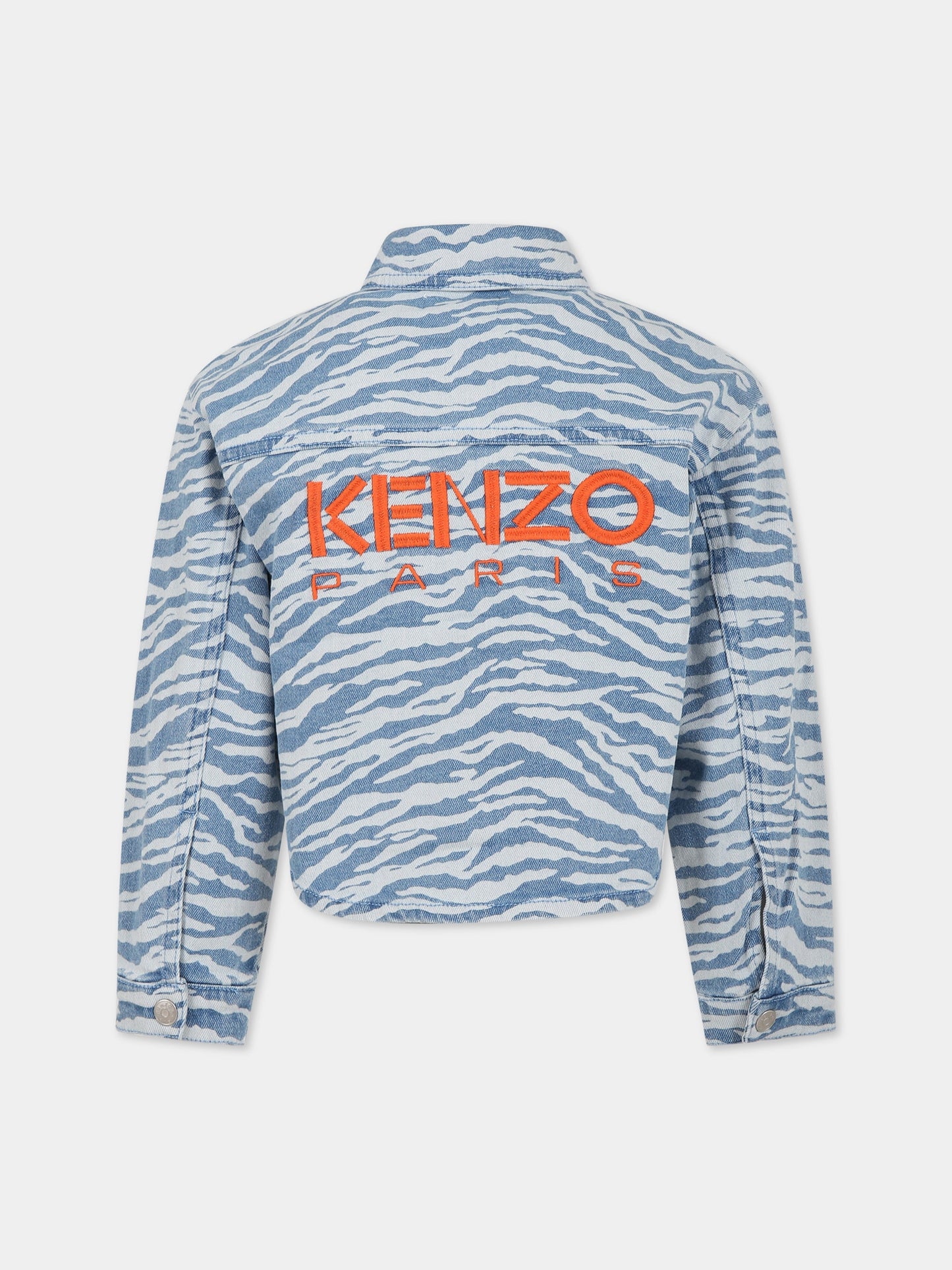 Giubboto celeste per bambina con logo,Kenzo Kids,K15638 78G
