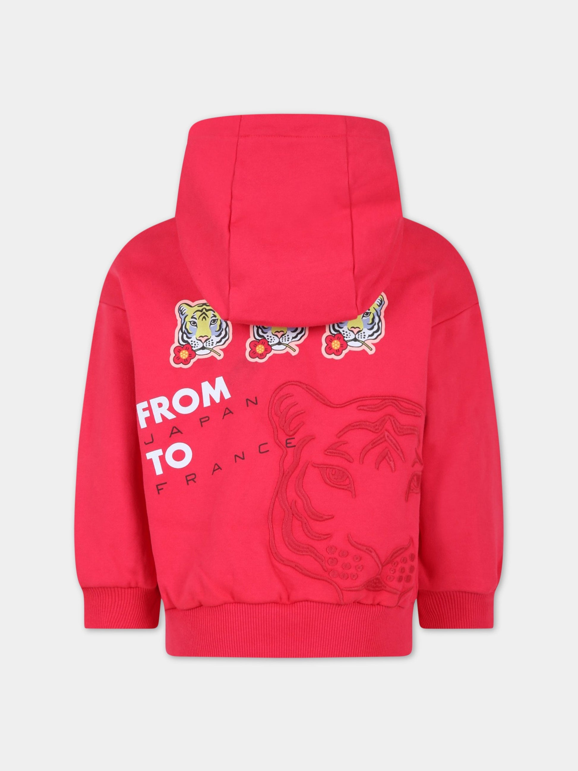 Felpa fucsia per bambina con logo arancione,Kenzo Kids,K15646 491