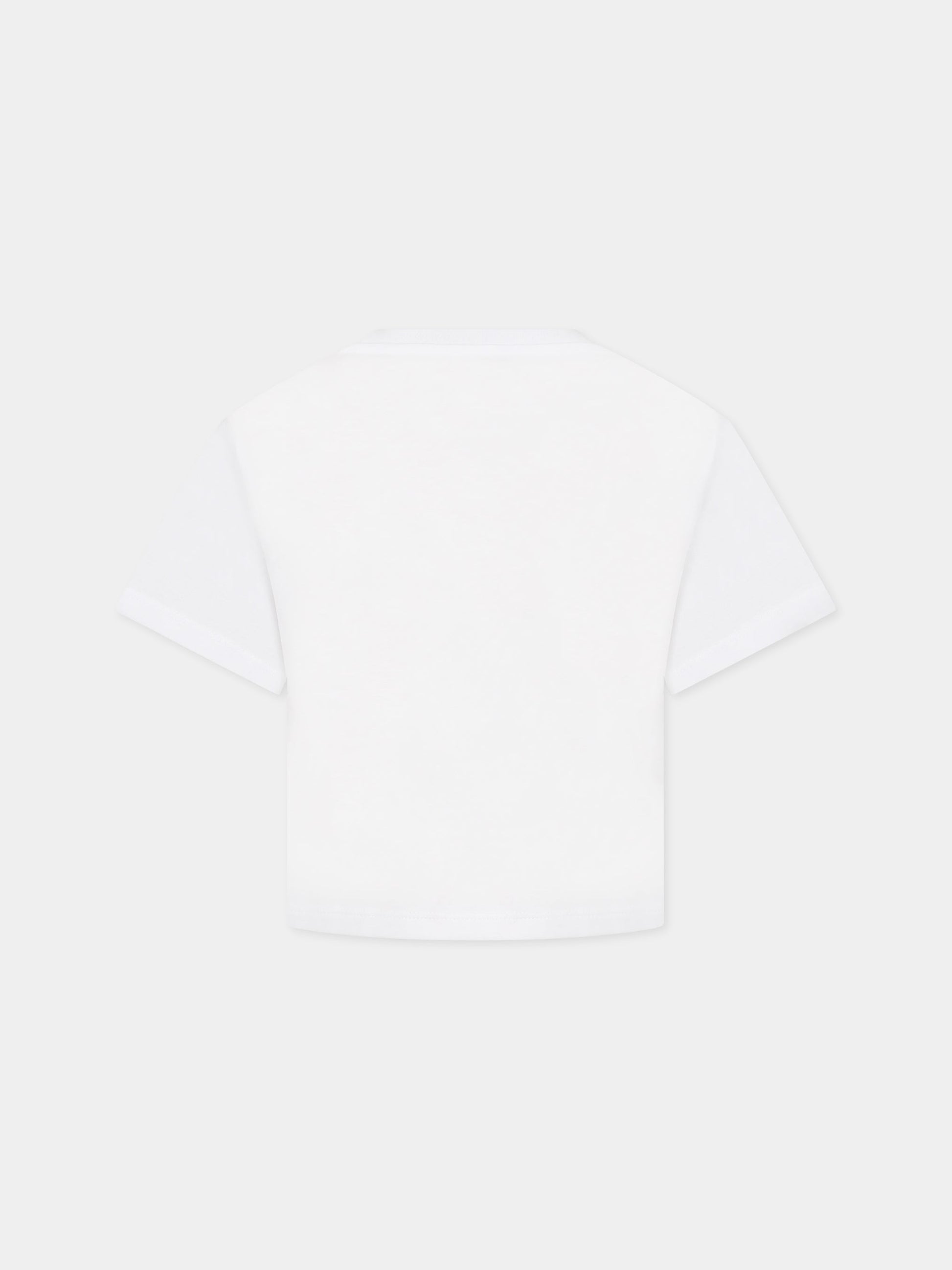 T-shirt bianca per bambina con Kotora e logo,Kenzo Kids,K15656 10P