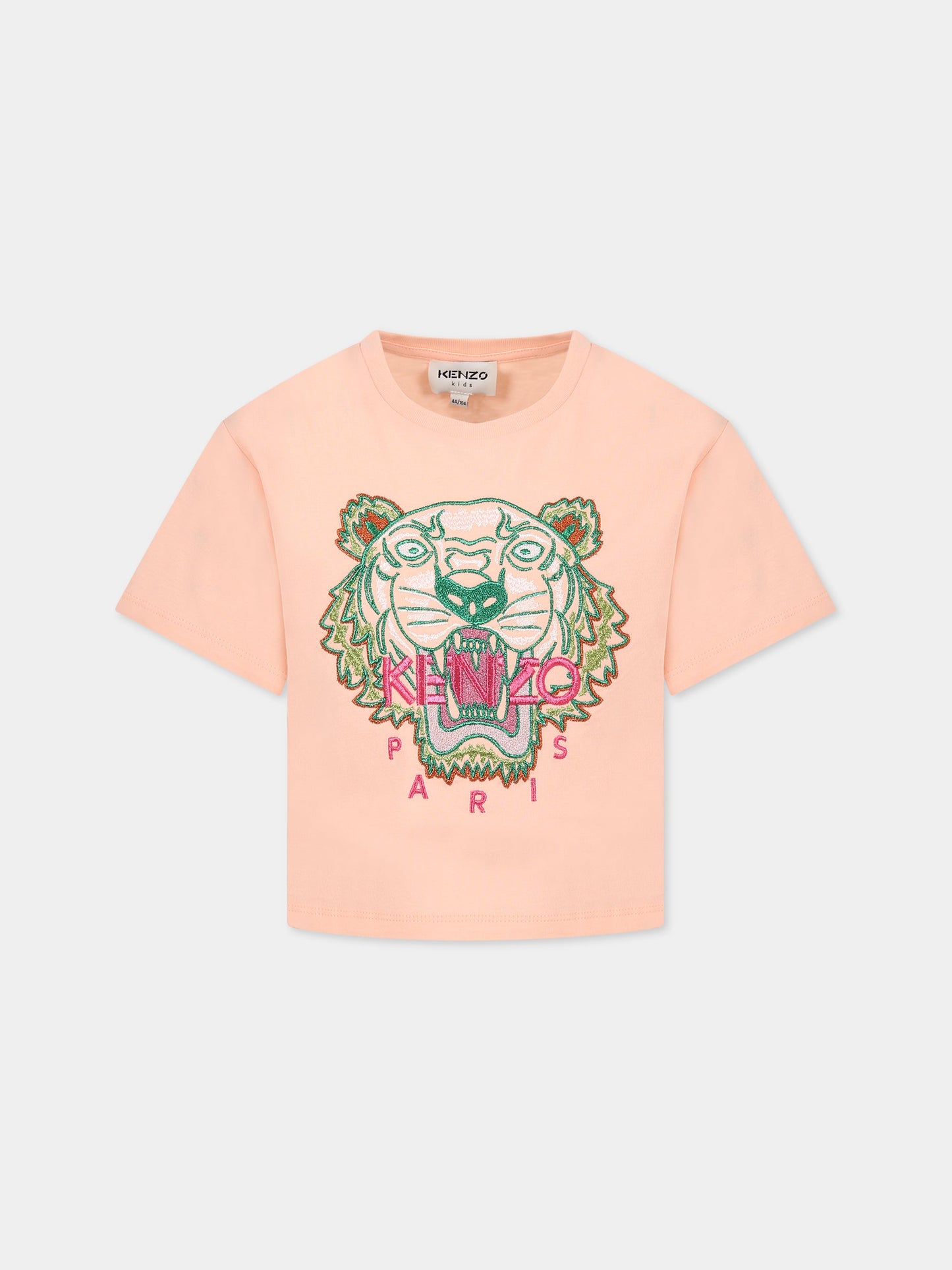 T-shirt rosa per bambina con Kotora e logo,Kenzo Kids,K15656 449