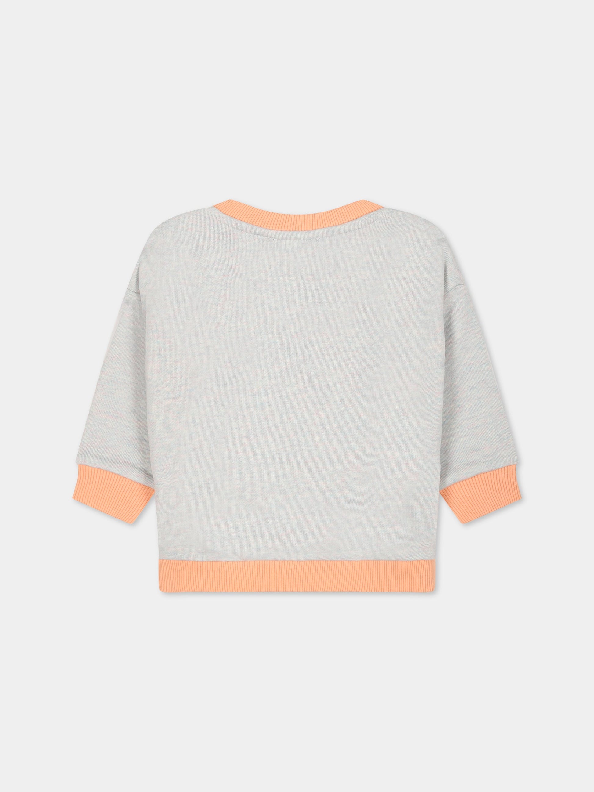 Felpa grigia per neonata con stampa elefante e logo,Kenzo Kids,K05484 010