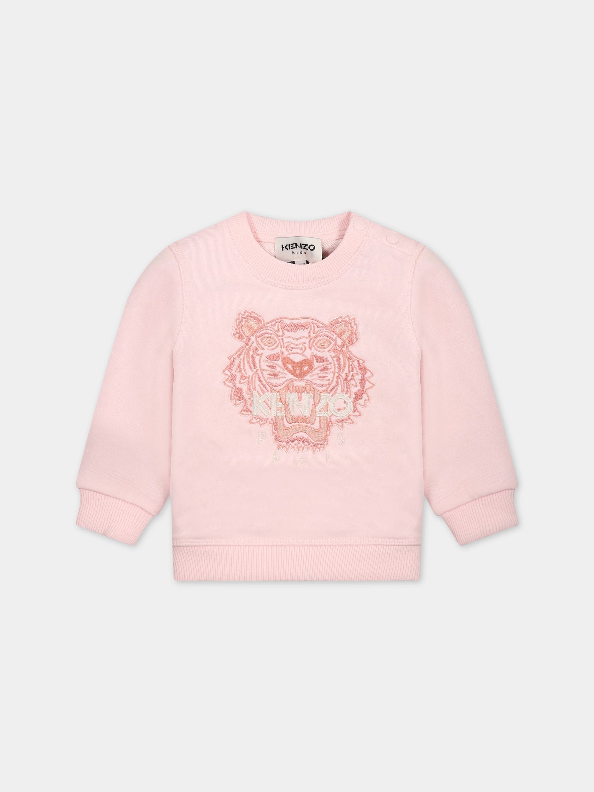 Felpa rosa per neonata con iconica tigre,Kenzo Kids,K05453 44D