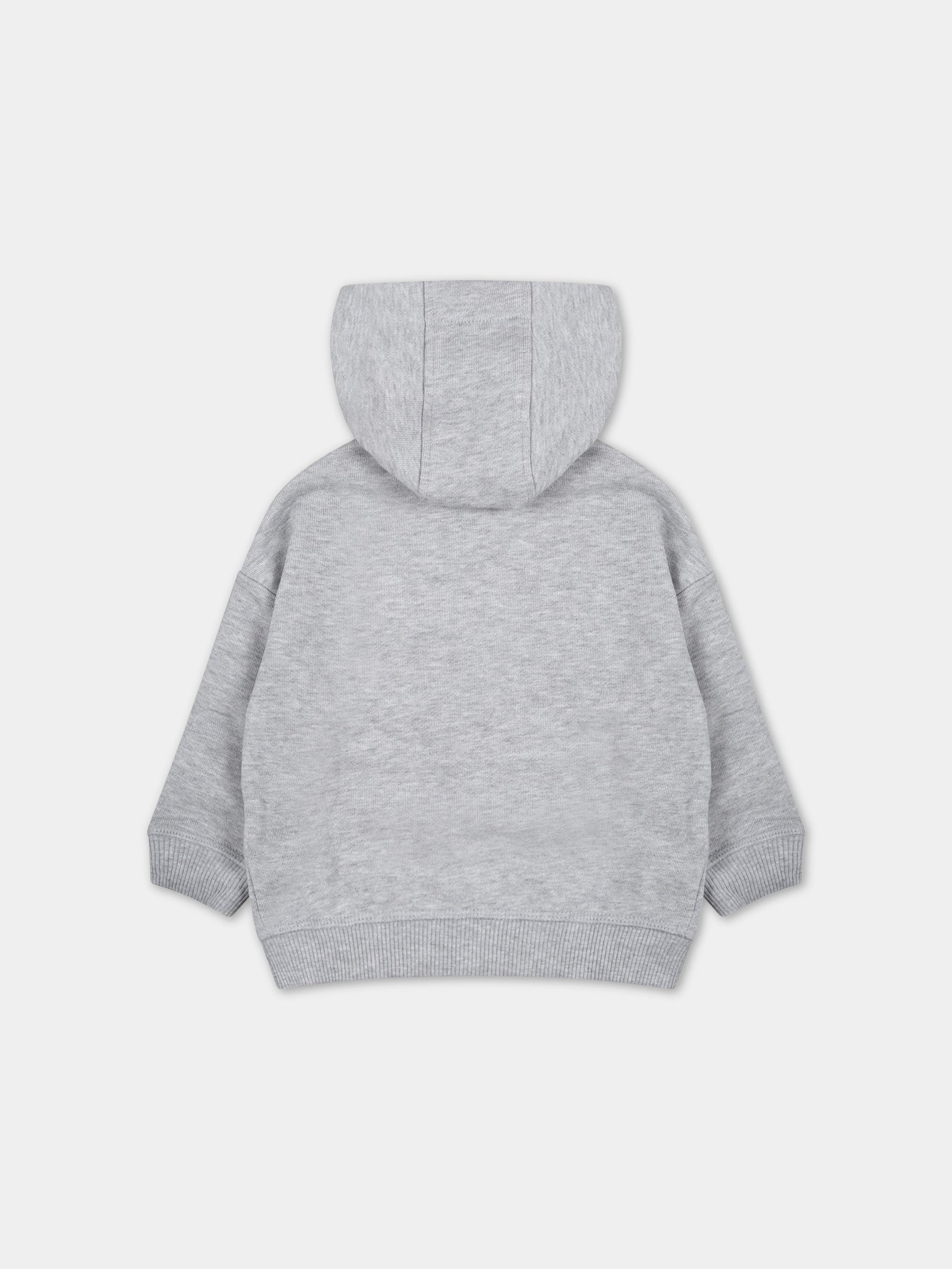 Felpa grigia per neonata con logo multicolor,Kenzo Kids,K05490 A41