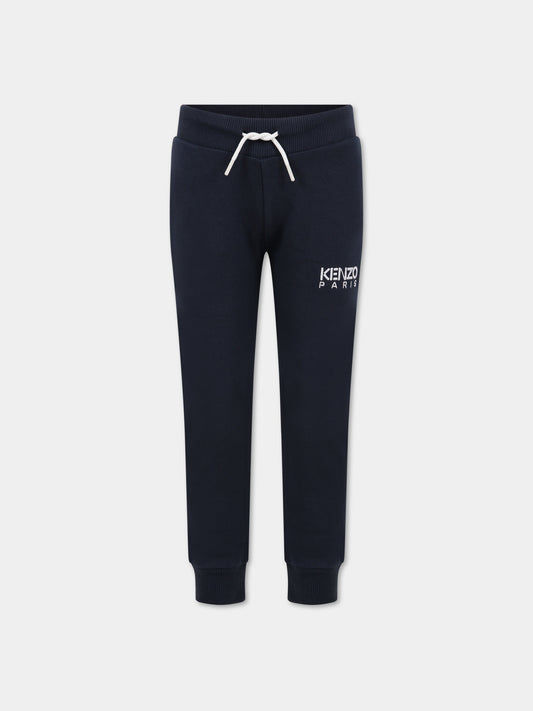 Pantaloni blu per bambino con logo,Kenzo Kids,K24287 857