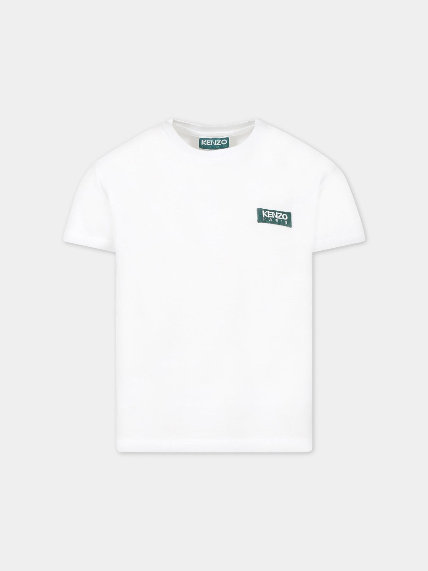 T-shirt bianca per bambino con patch logo,Kenzo Kids,K25776 10P