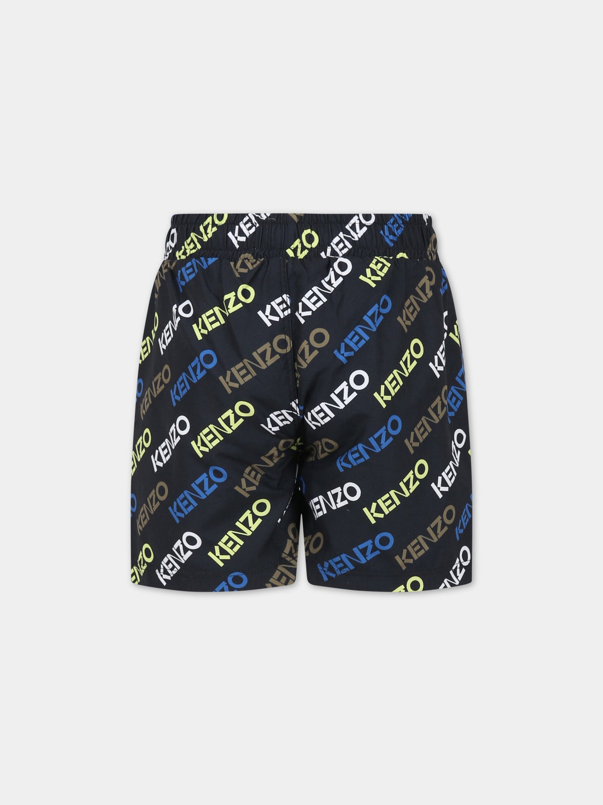 Boxer-mare neri per bambino con logo multicolor,Kenzo Kids,K24311 09P