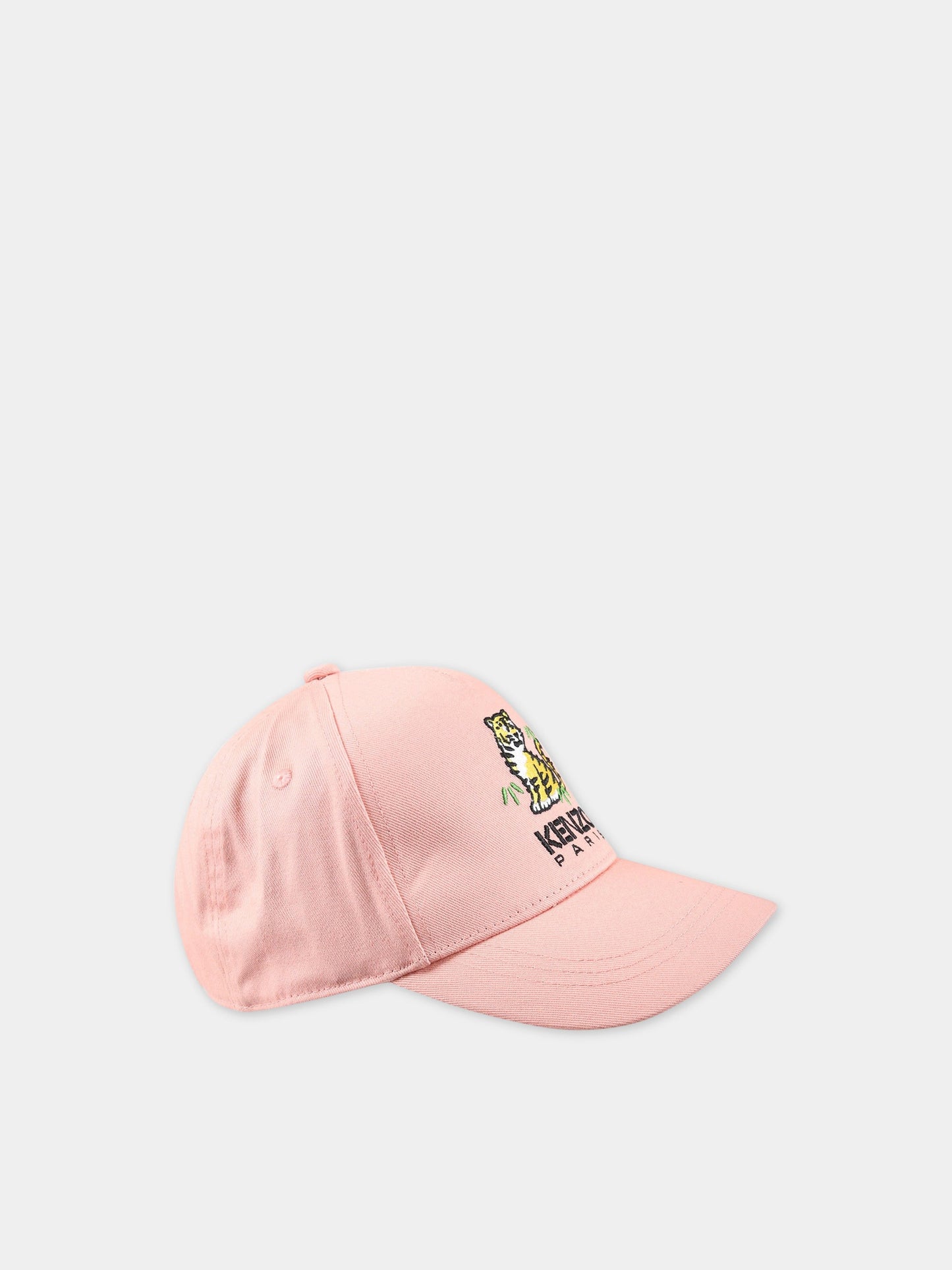 Cappello rosa per bambina con tigre e logo,Kenzo Kids,K51028 449