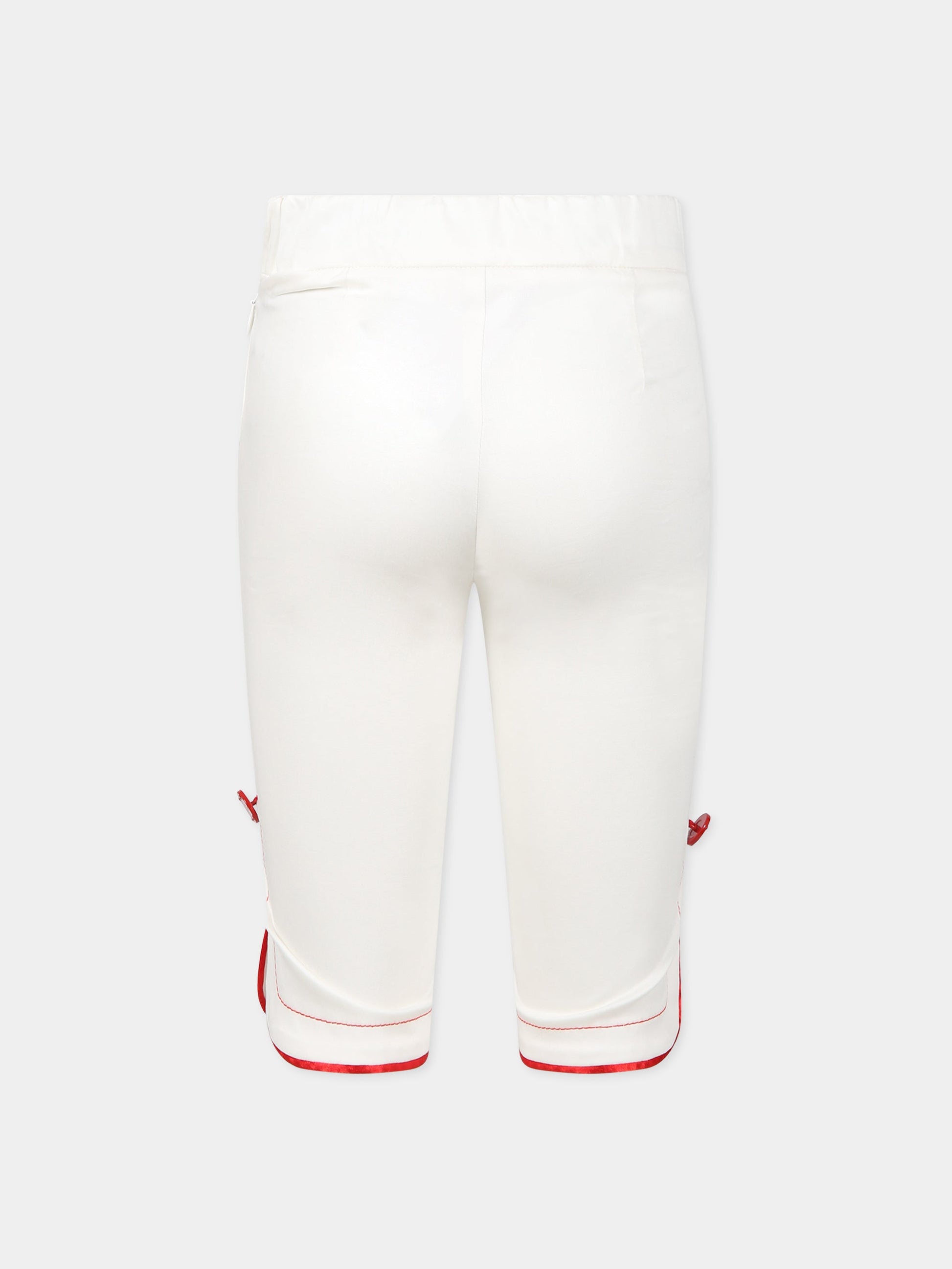 Pantaloni bianchi per bambina con dettagli rossi e logo,Genny,GFBE003 CA248 0000