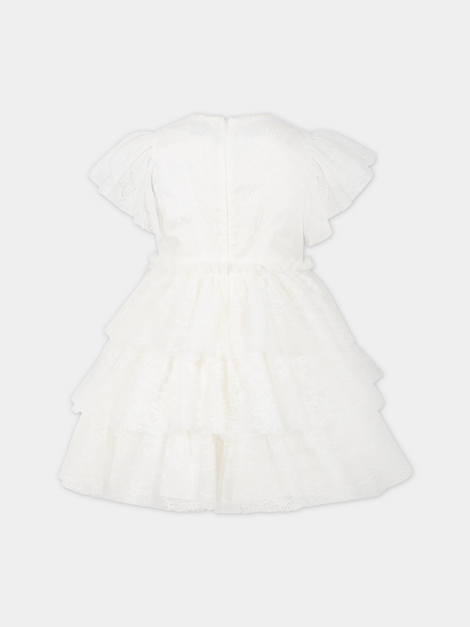 Vestito bianco per bambina con logo,Ermanno Scervino Junior,SFAB113 RI343 0000