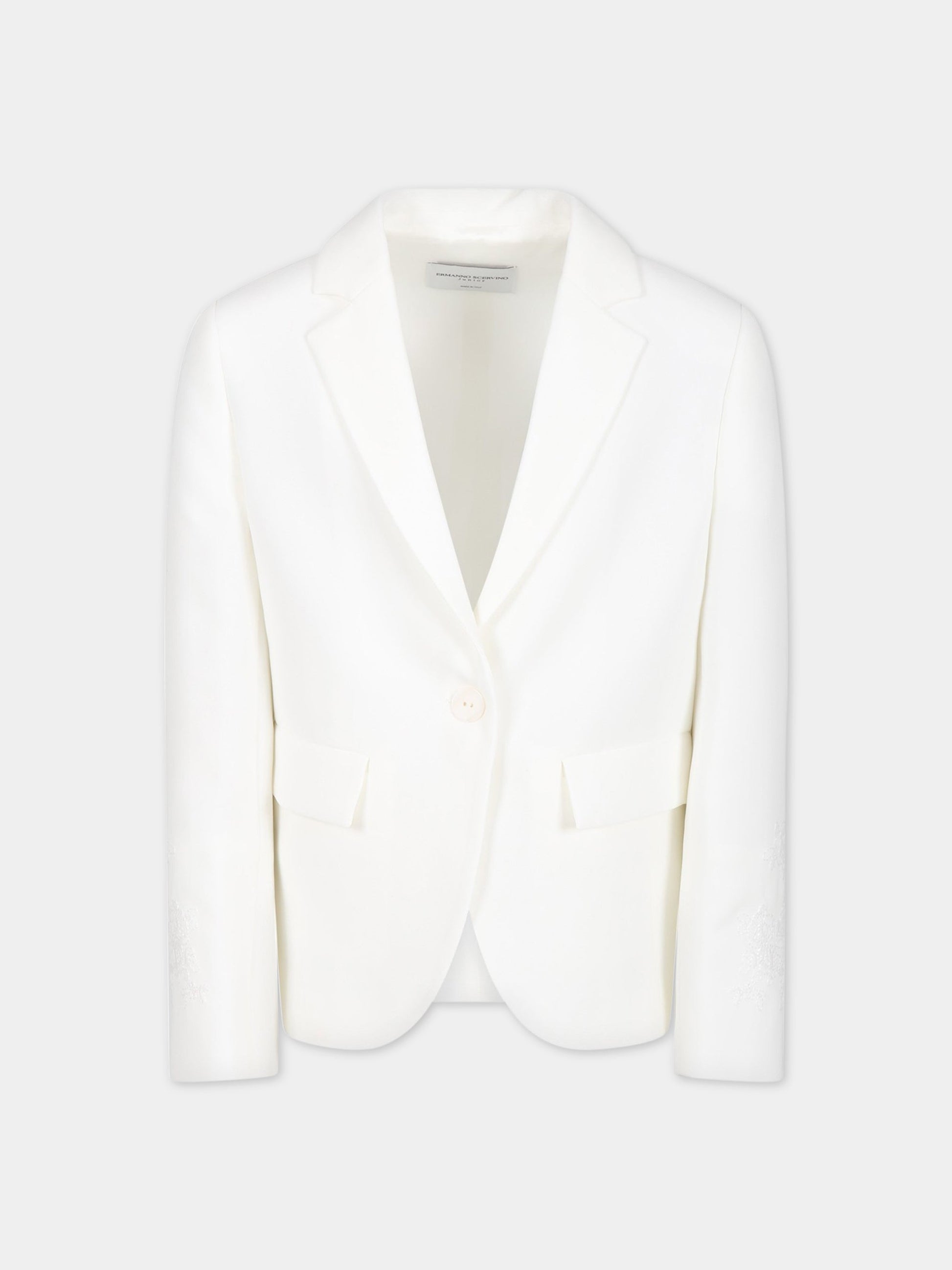 Giacca bianca per bambina con ricami,Ermanno Scervino Junior,SFGC008 GA39 0005