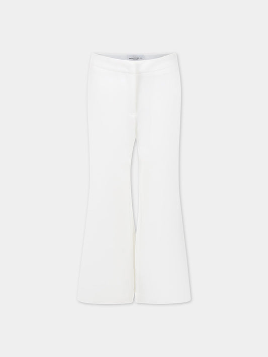 Pantaloni bianchi per bambina con logo,Ermanno Scervino Junior,SFPA054 GA39 0005