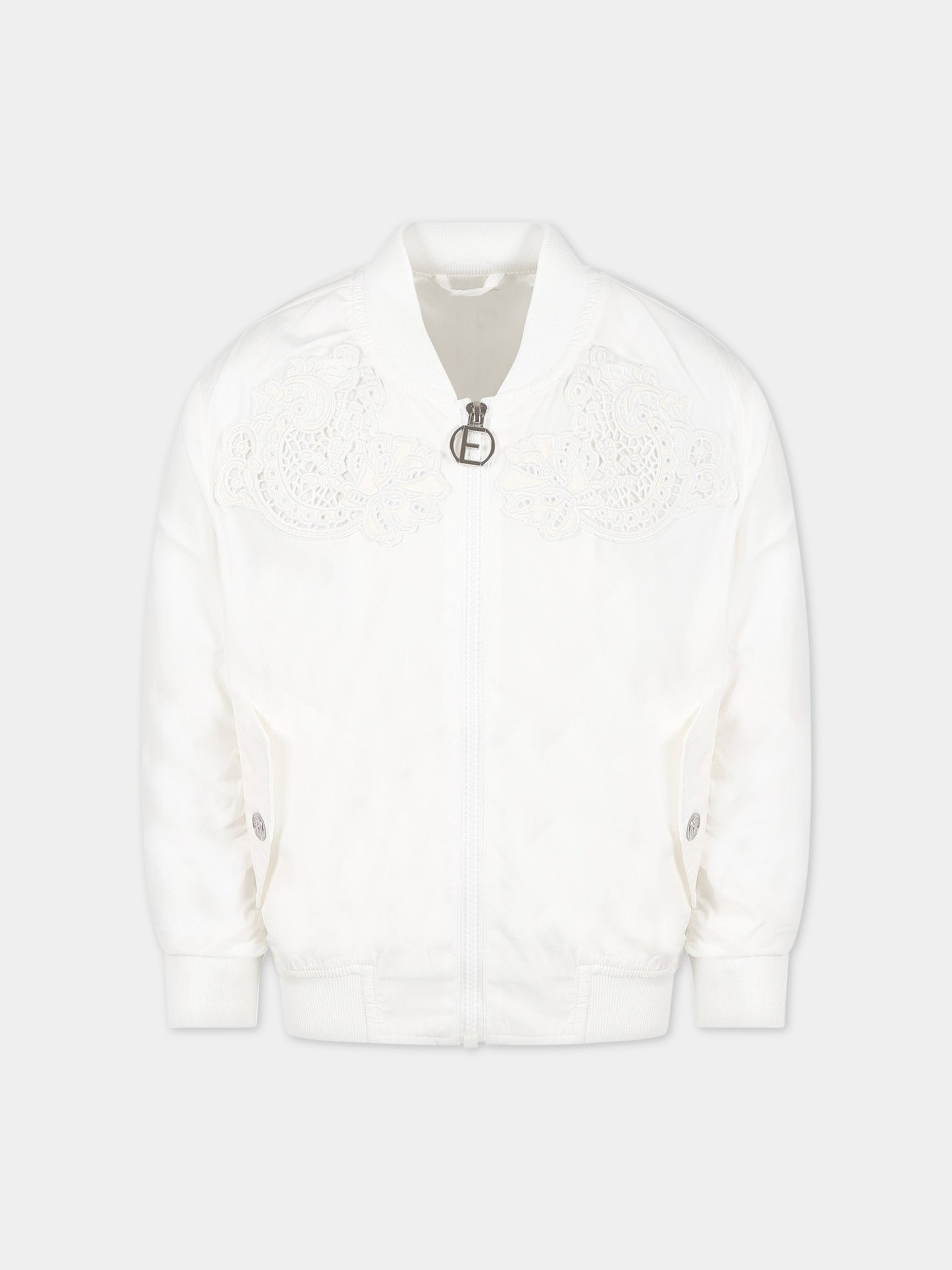 Giubbotto bianco per bambina con logo,Ermanno Scervino Junior,SFGB030C NY278 0002