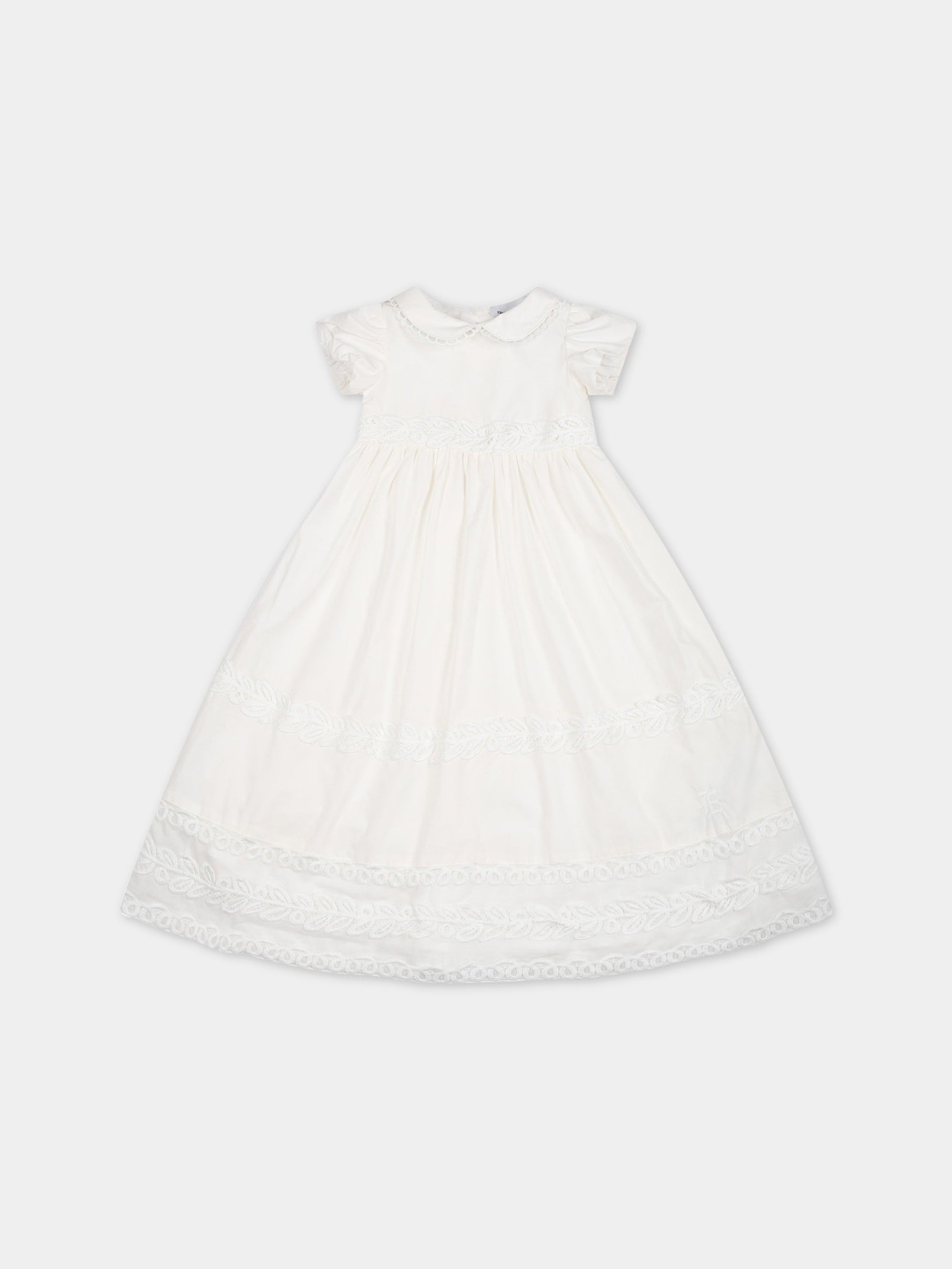 Vestito bianco per neonata con logo,Ermanno Scervino Junior,SNAB001C RI349 0001