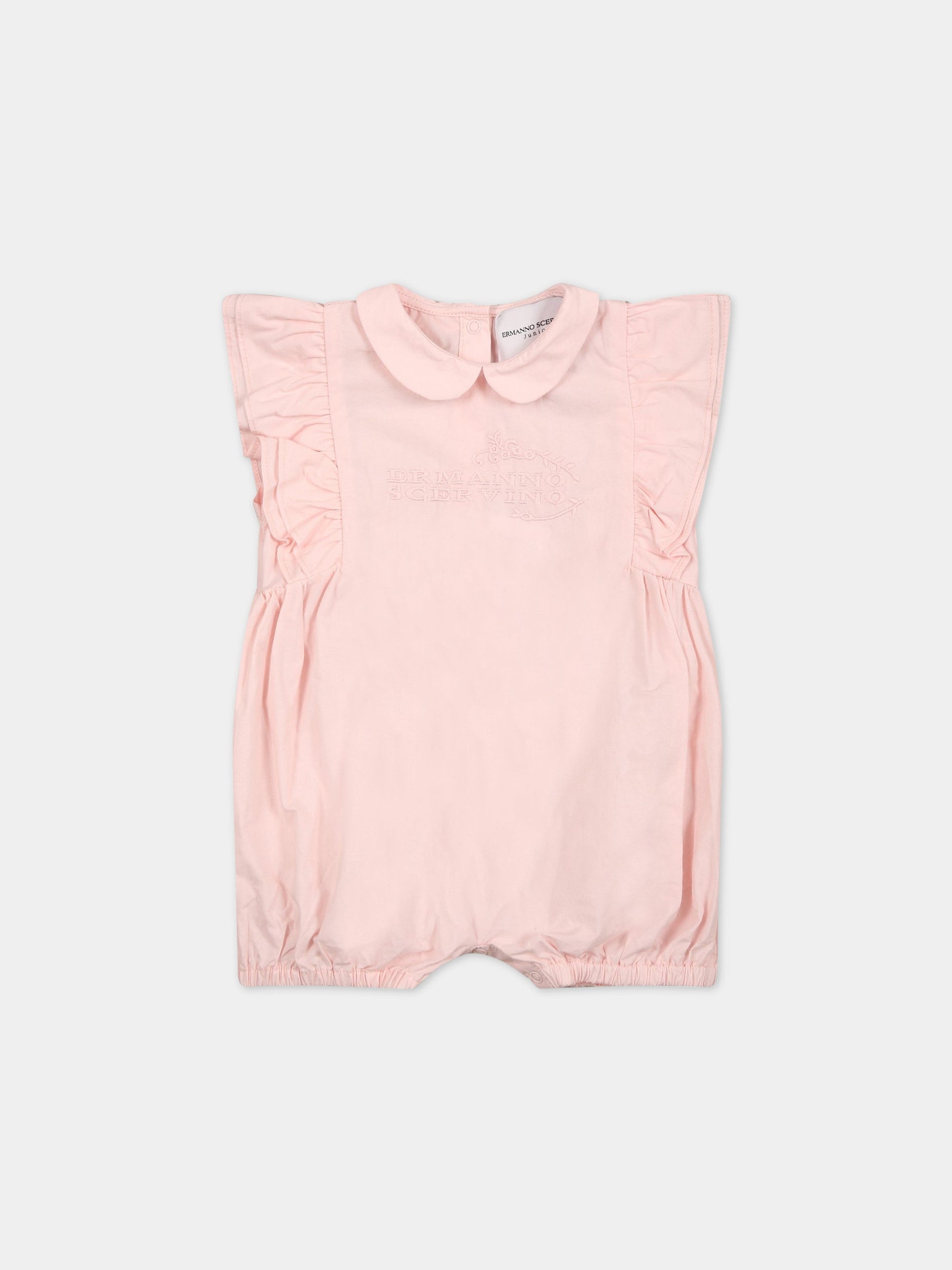 Pagliaccetto rosa per neonata con logo,Ermanno Scervino Junior,SNTU004C CA272 C001