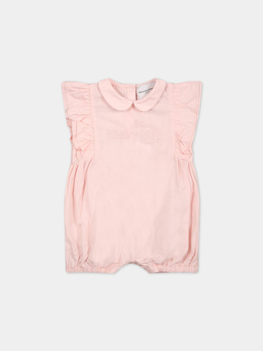 Pagliaccetto rosa per neonata con logo,Ermanno Scervino Junior,SNTU004C CA272 C001