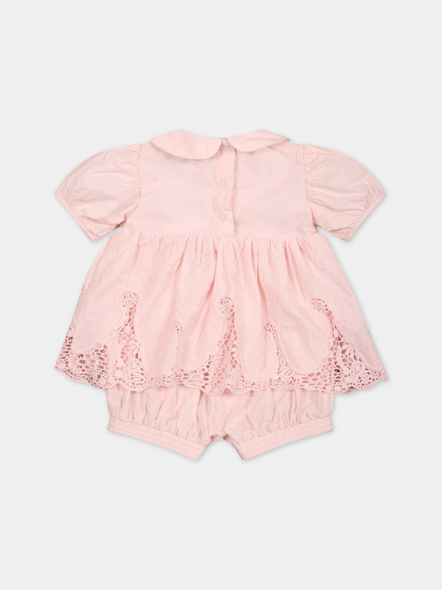 Pagliaccetto rosa per neonata con logo,Ermanno Scervino Junior,SNPG002C RI347 C001