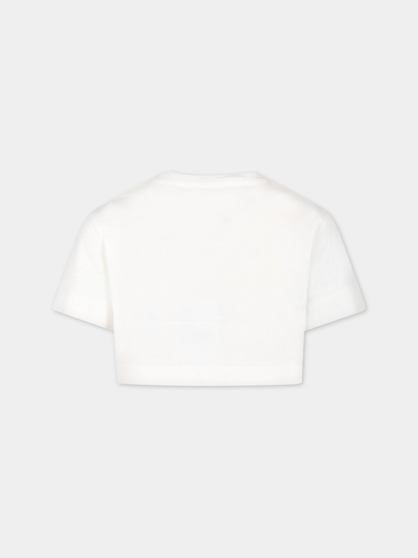 T-shirt bianca per bambina con logo,Ermanno Scervino Junior,SFTS063C JE200 0005