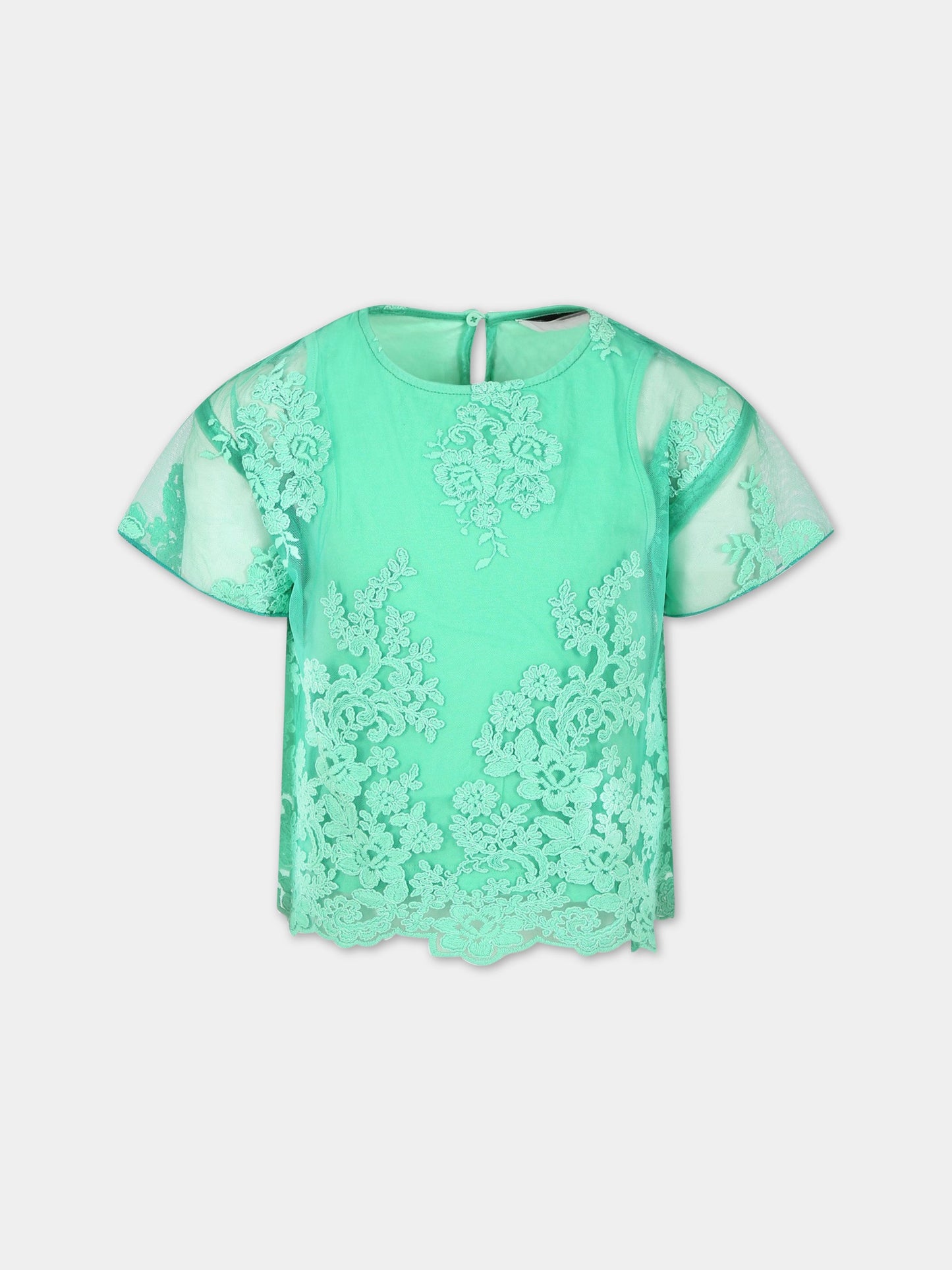 T-shirt verde per bambina con logo,Ermanno Scervino Junior,SFCA037C TU78 1000