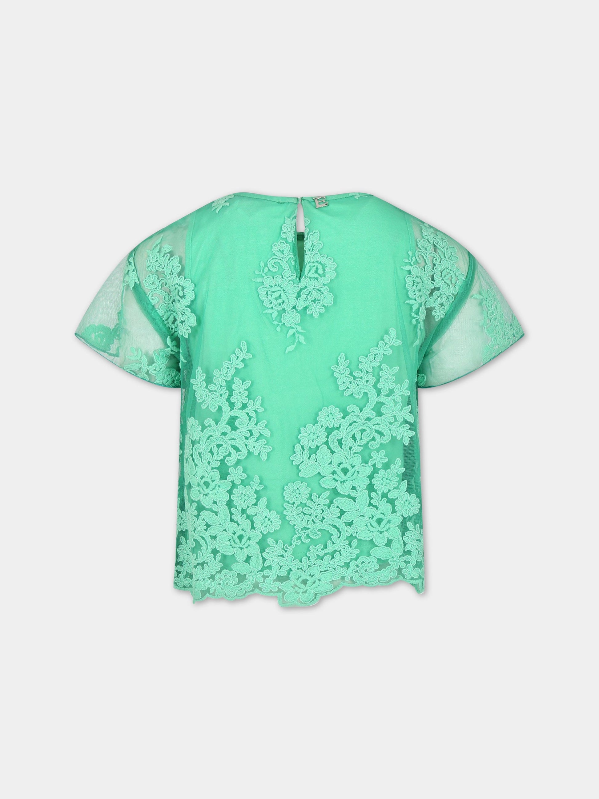 T-shirt verde per bambina con logo,Ermanno Scervino Junior,SFCA037C TU78 1000