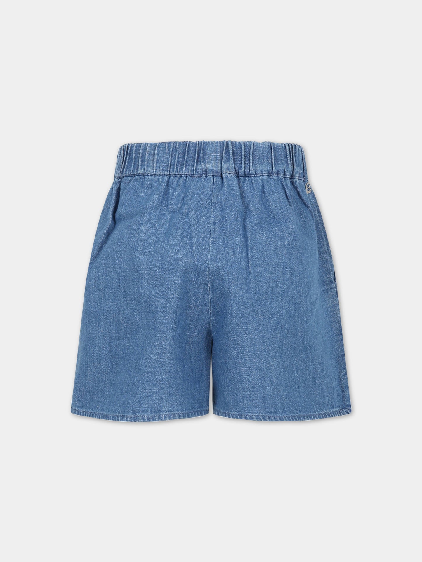 Shorts blu per bambina con logo,Ermanno Scervino Junior,SFBE025C DF020 4006