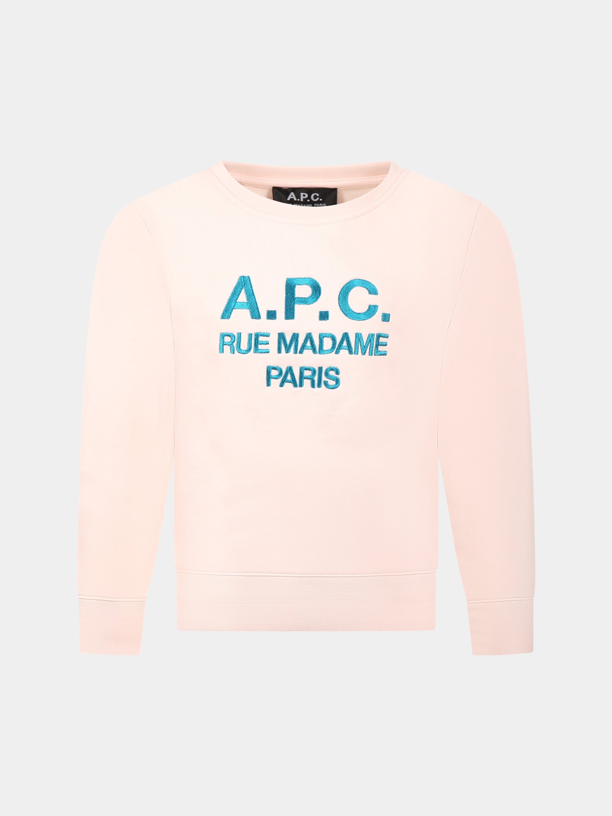 Felpa rosa per bambina con logo,A.p.c.,COEZD E27735FAB