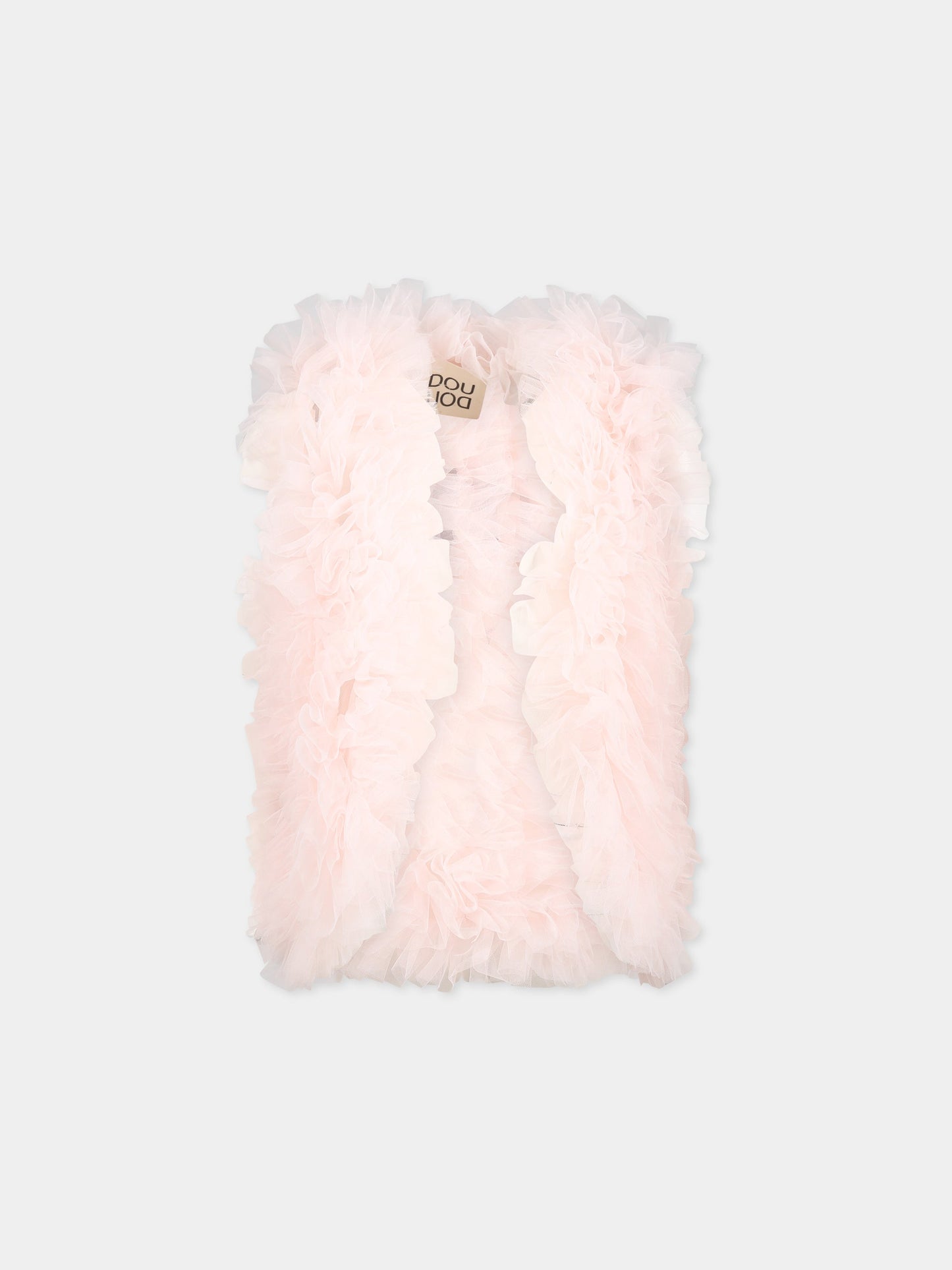 Gilet rosa per bambina con rouches,Douuod Kids,DS2A12 T0048 500