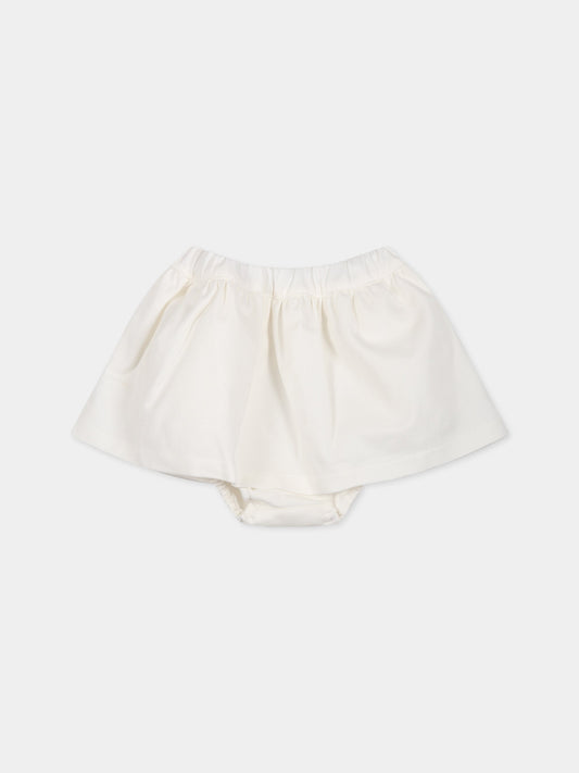 Gonna bianca per neonata con logo,Douuod Kids,DS7001 G0073 101