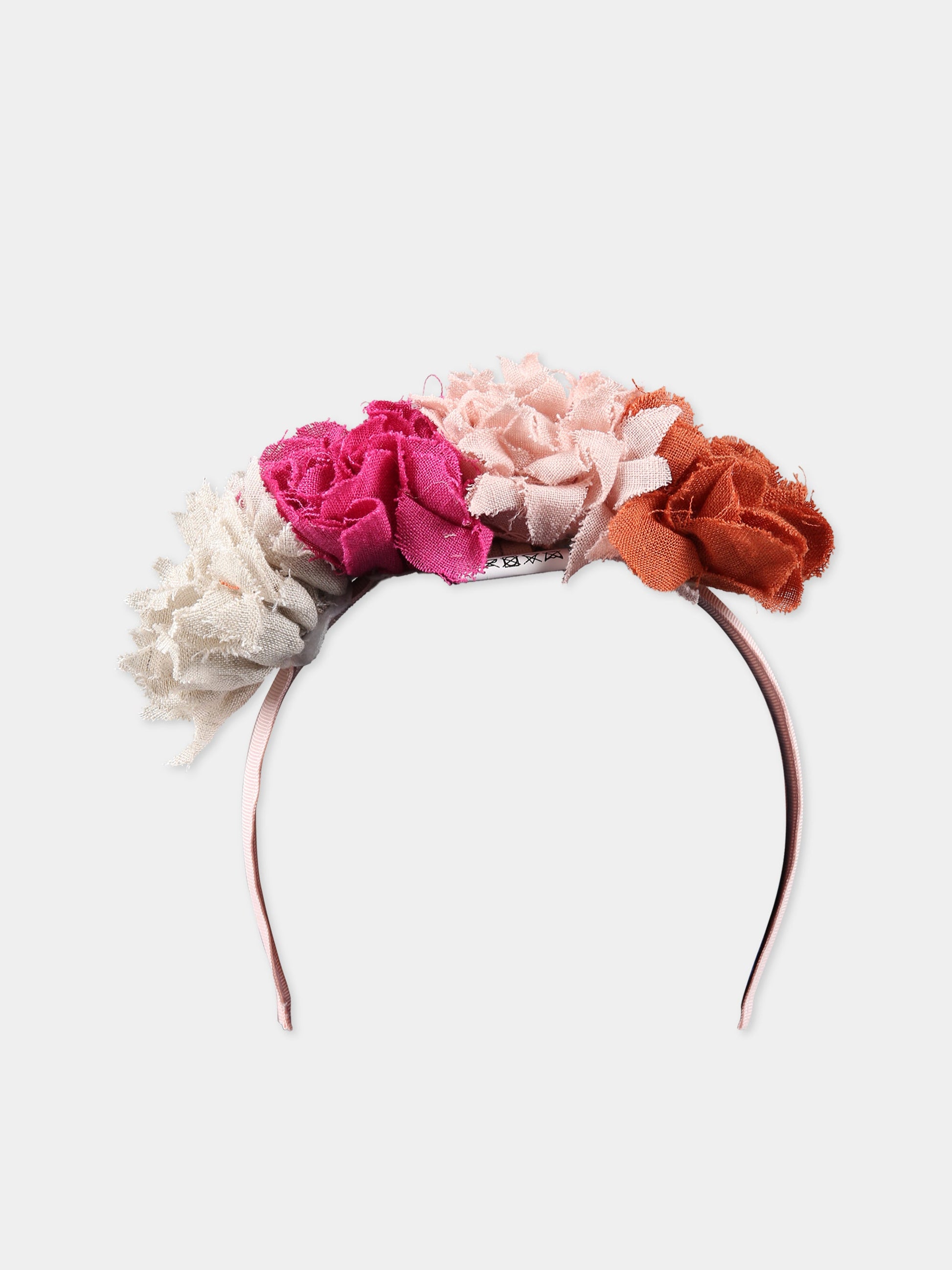 Cerchietto multicolor per bambina con applicazioni floreali,Caffe' D'orzo,ZS0A44 Z1444 505