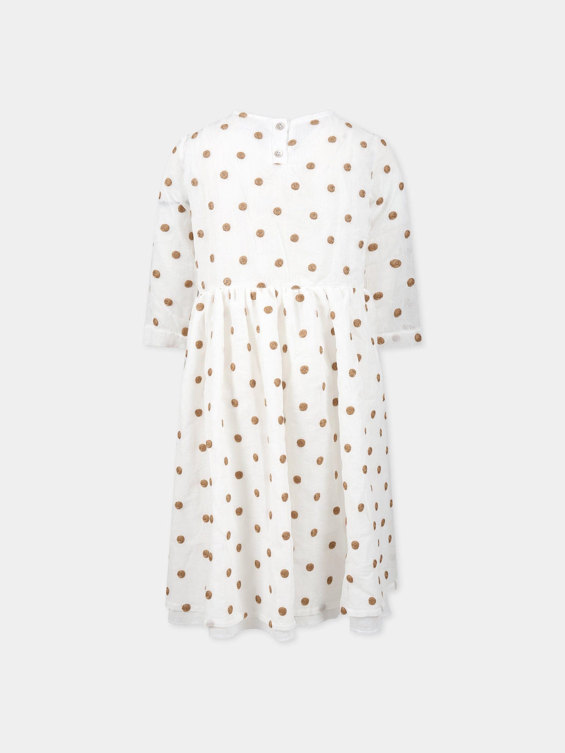 Vestito bianco per bambina con ricami,Caffe' D'orzo,ZS1A60 K0133 101MA