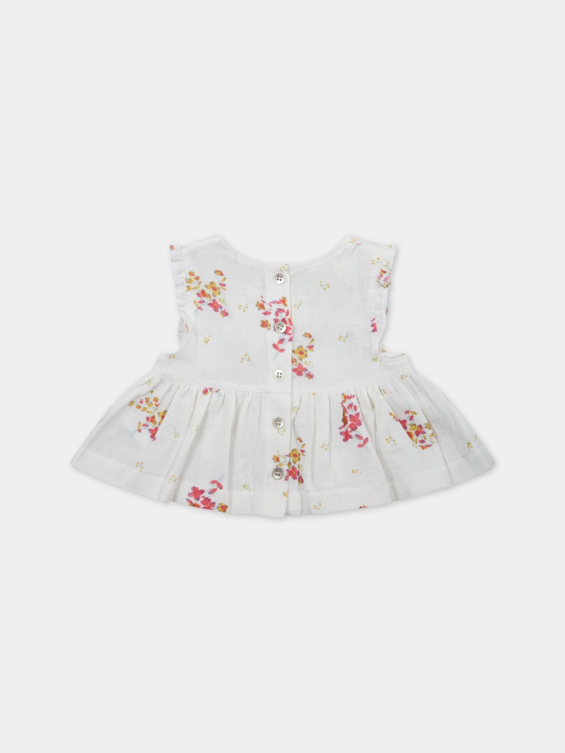 Camicia bianca per bambina con fiori,Caffe' D'orzo,ZS5002 K0128 101RS