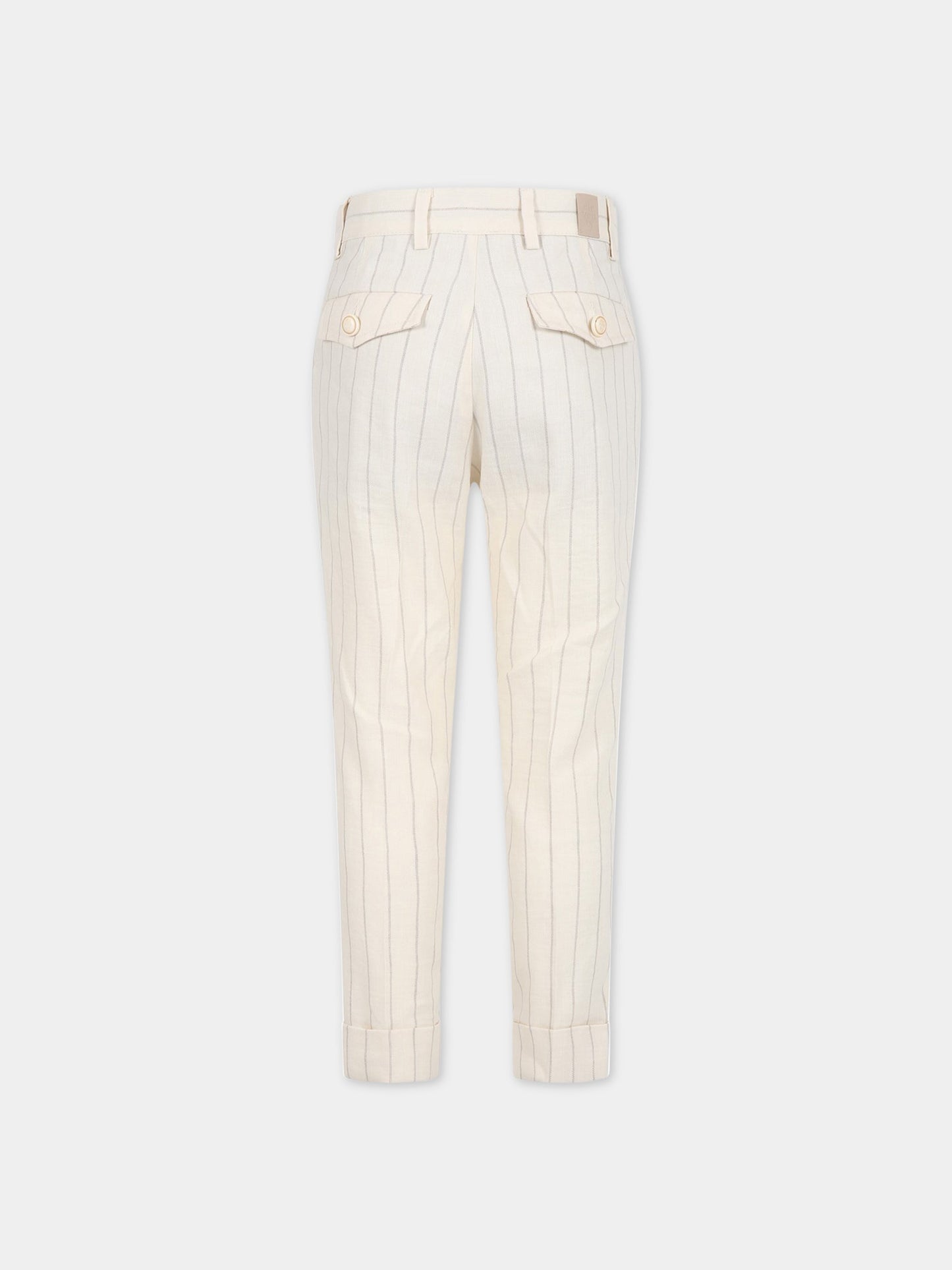 Pantaloni avorio per bambino con logo,Eleventy,ES6P40 G0086 105BG