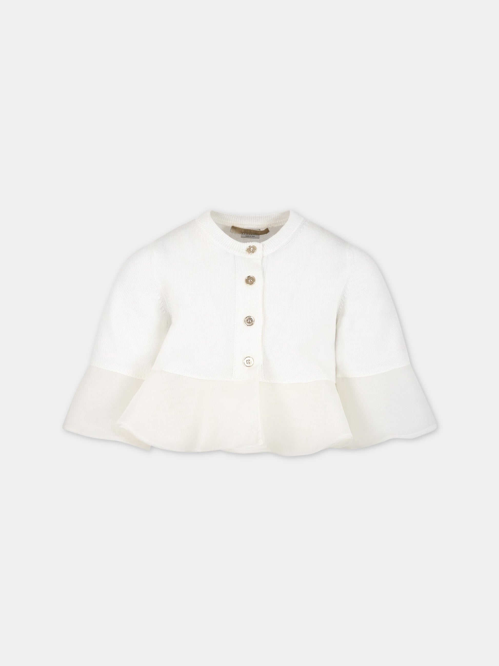 Cardigan bianco per bambina,Elie Saab,LS9A00 X0019 101