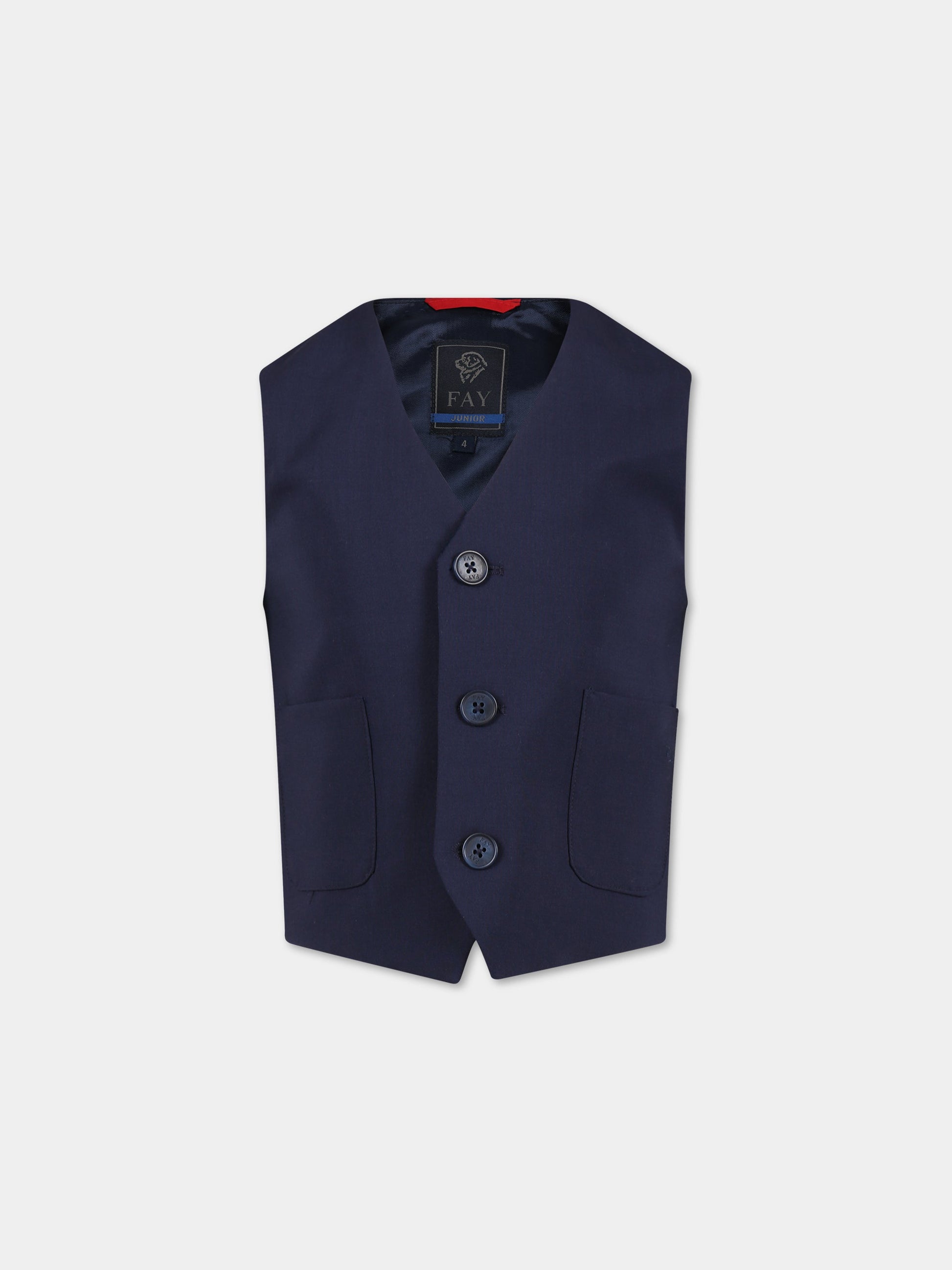 Panciotto blu per bambino con logo,Fay Kids,FS2Q02 I0142 621