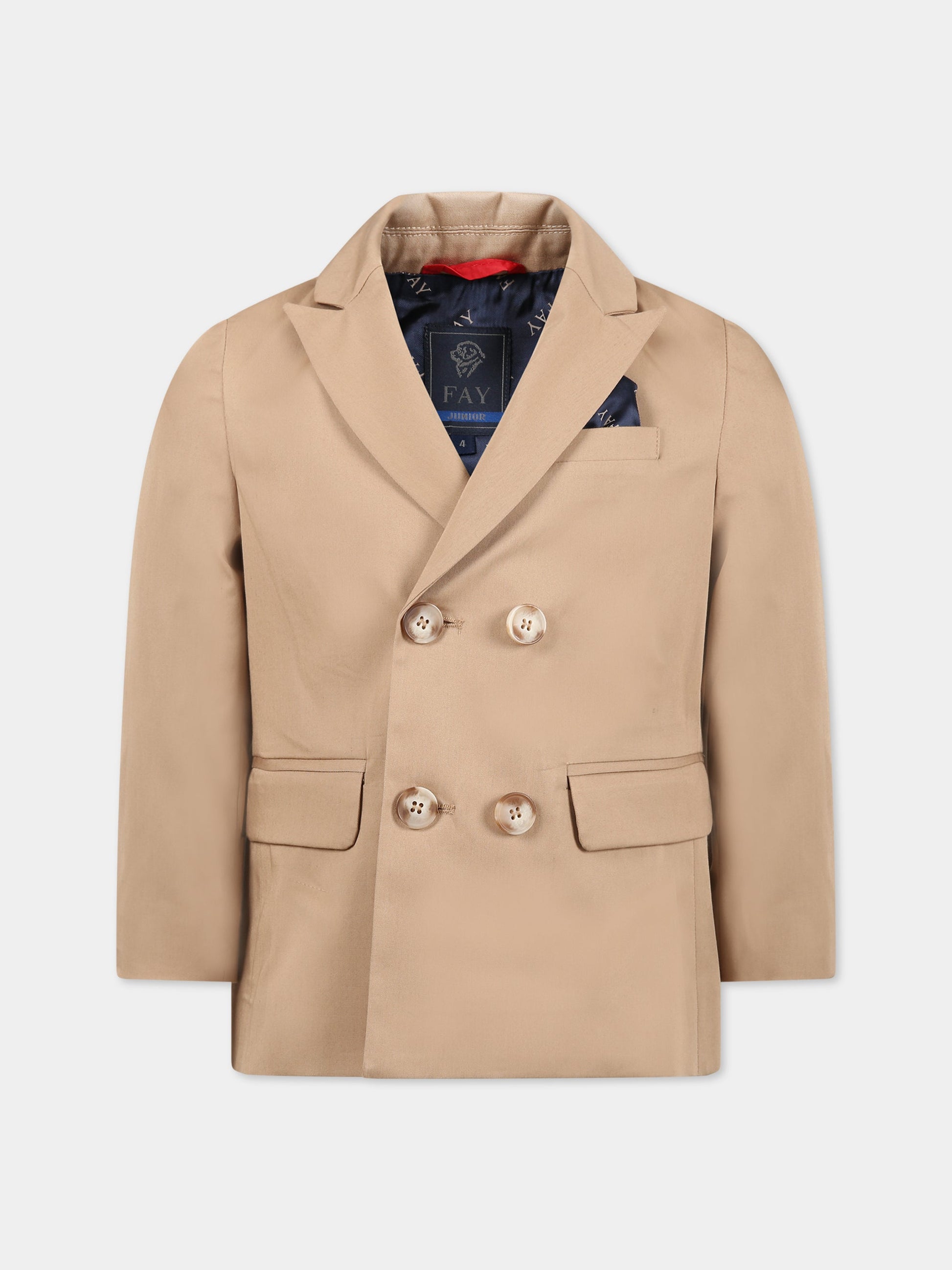 Giacca beige per bambino con pochette,Fay Kids,FS2P04 G0019 112