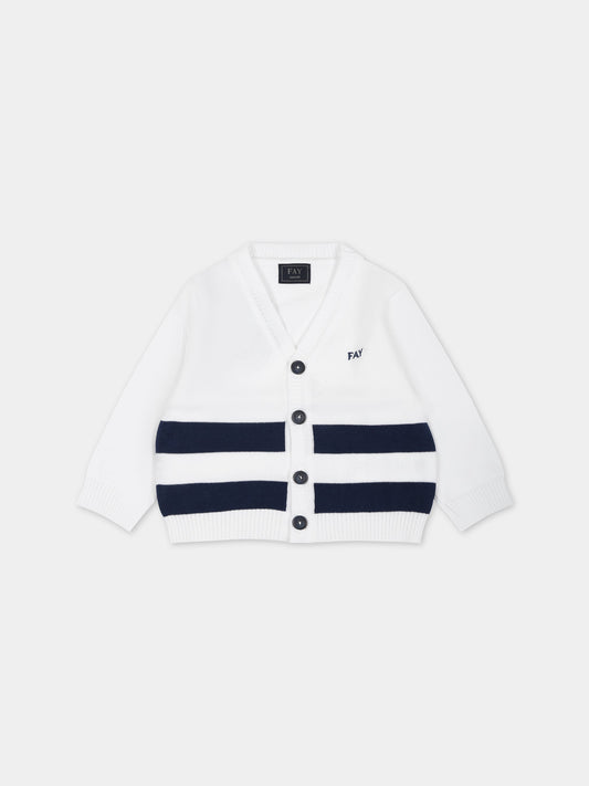 Cardigan bianco per neonato con logo,Fay Kids,FS9500 X0003 100BL