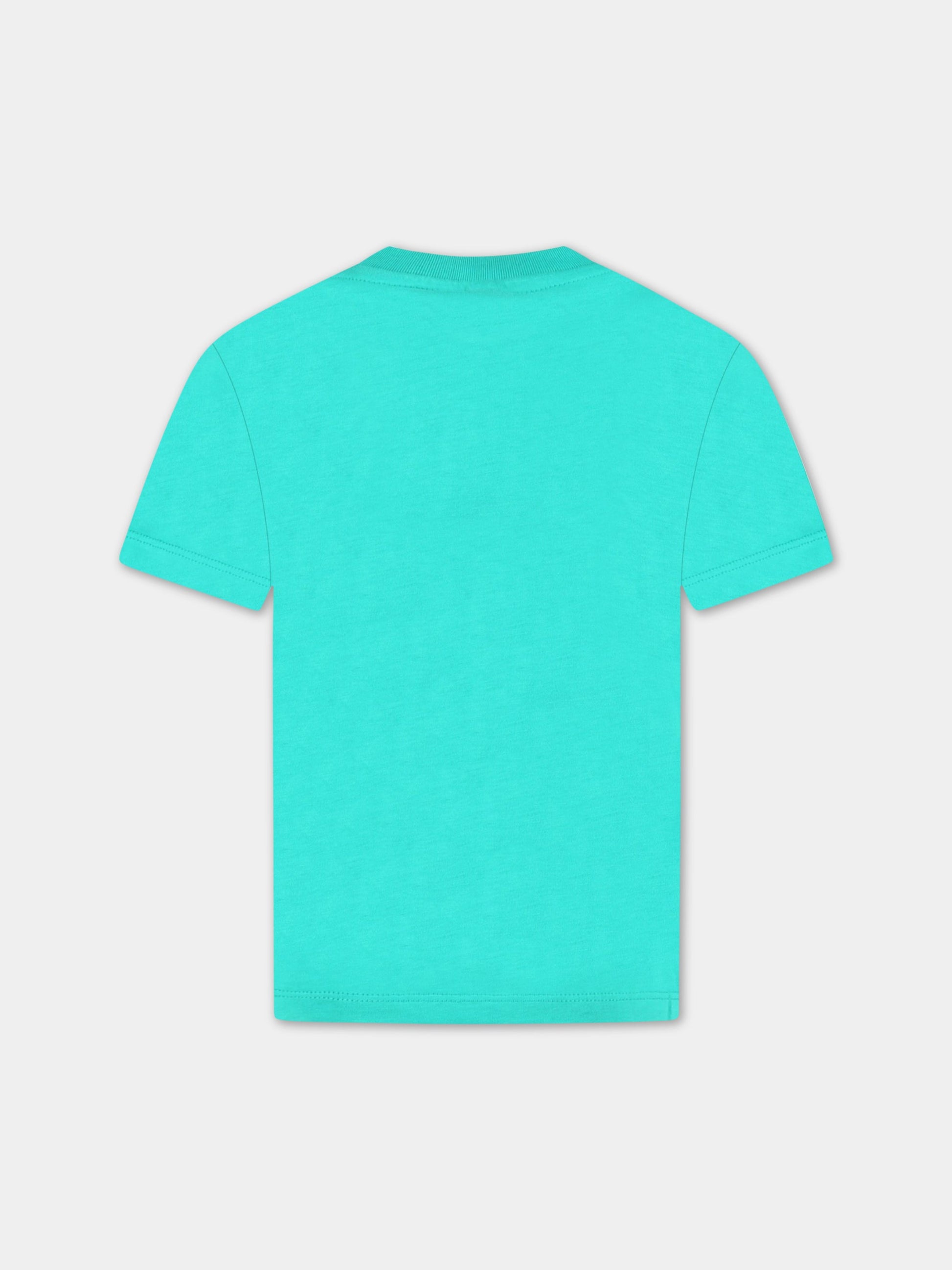 T-shirt verde per bambina con fiore e logo,Stella Mccartney Kids,TS8B01 Z0434  716
