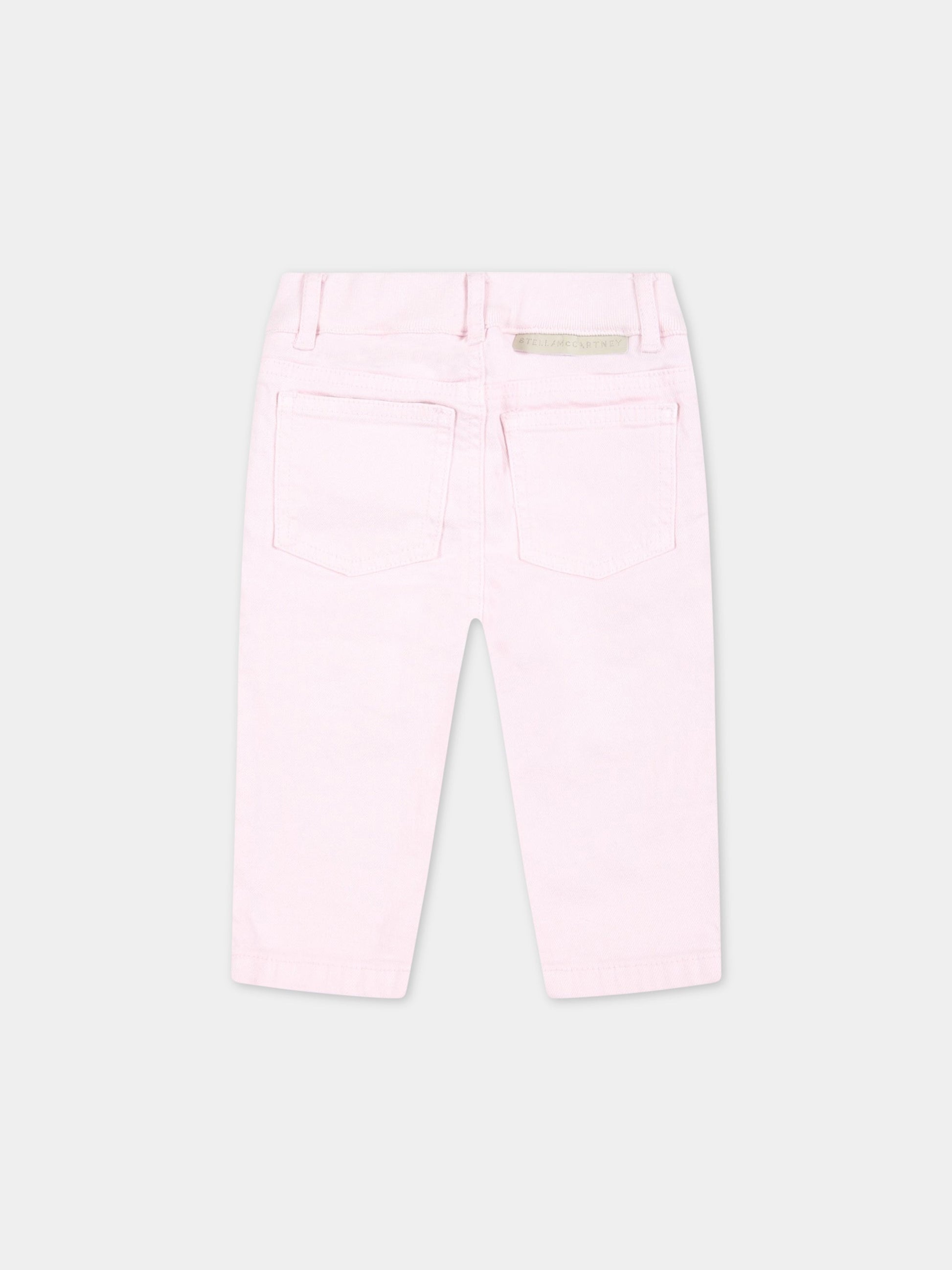 Jeans rosa per neonata con leoni ricamati,Stella Mccartney Kids,TS6110 Z0153 516