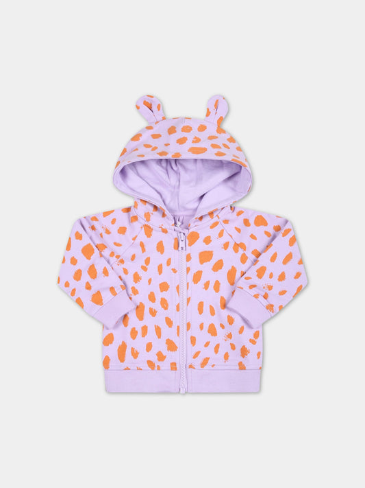 Felpa viola per neonata con stampa animalier,Stella Mccartney Kids,TS4080 Z1087 517AR