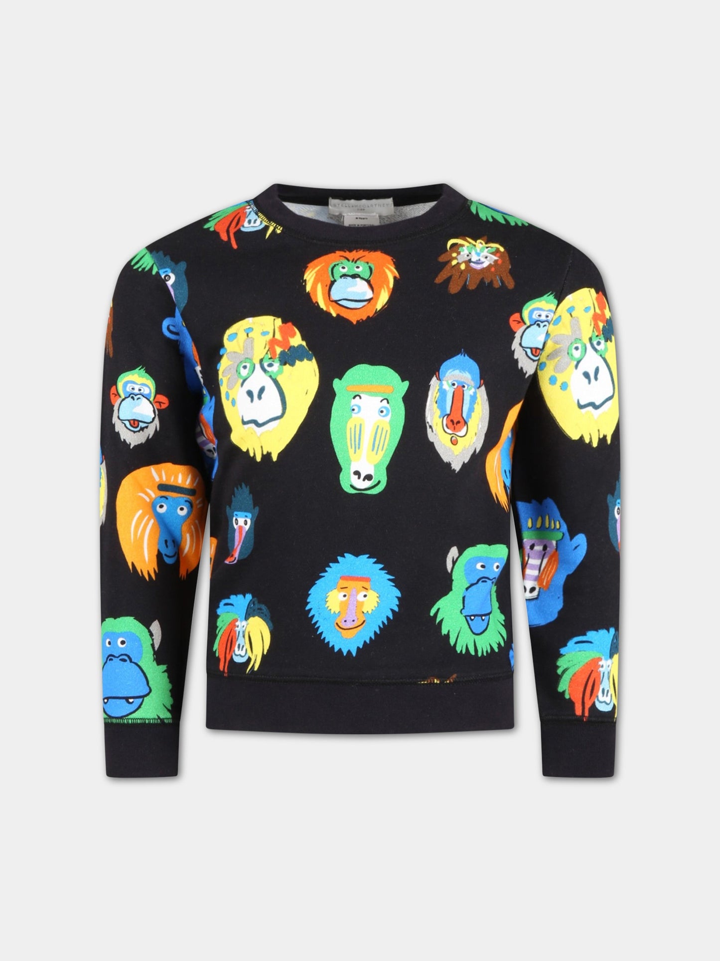 Felpa nera per bambino con animali colorati,Stella Mccartney Kids,TS4R30 Z0956 930MC