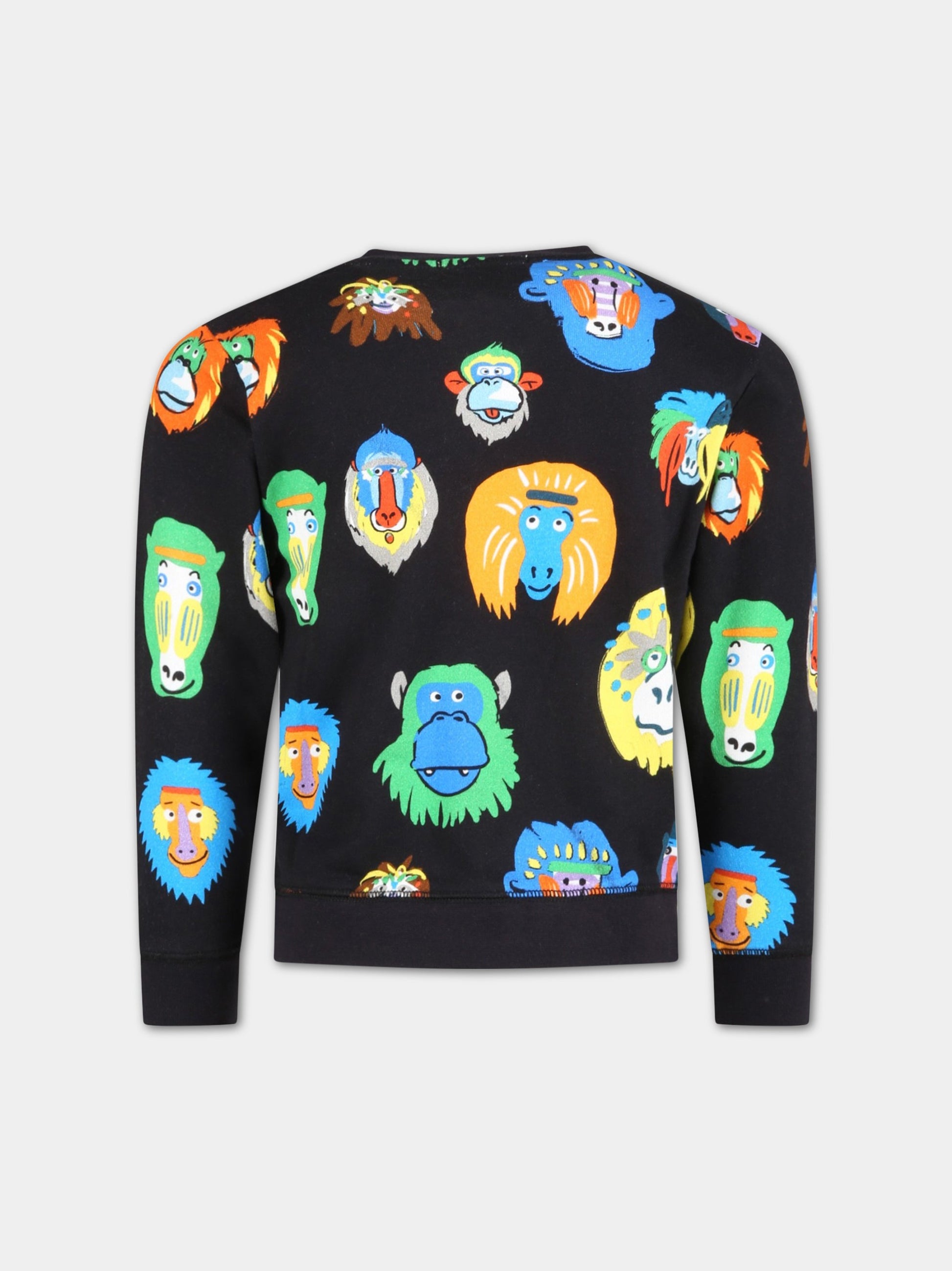 Felpa nera per bambino con animali colorati,Stella Mccartney Kids,TS4R30 Z0956 930MC