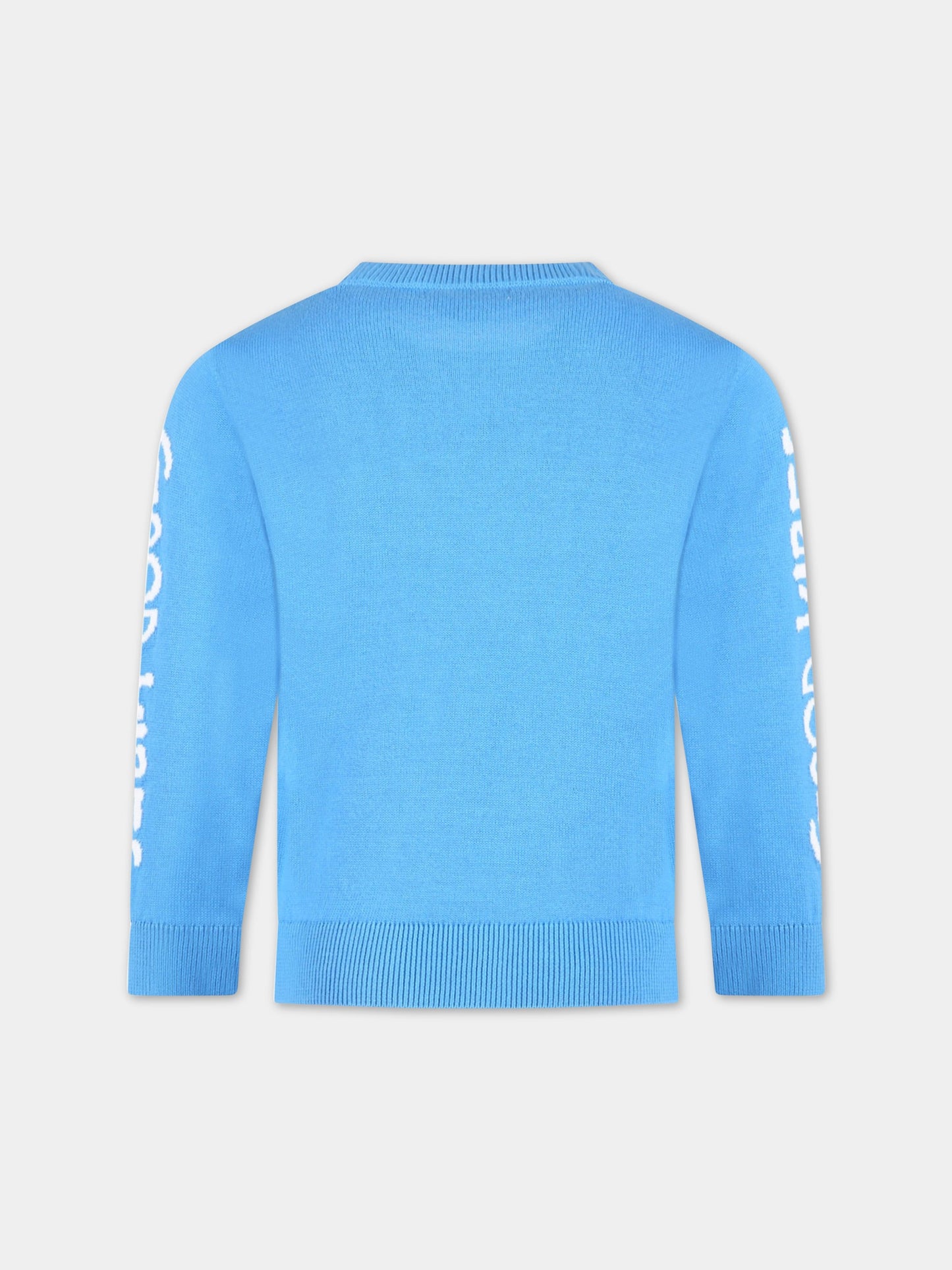 Maglione azzurro per bambino con scimpanzé,Stella Mccartney Kids,TS9P00 Z1144 610