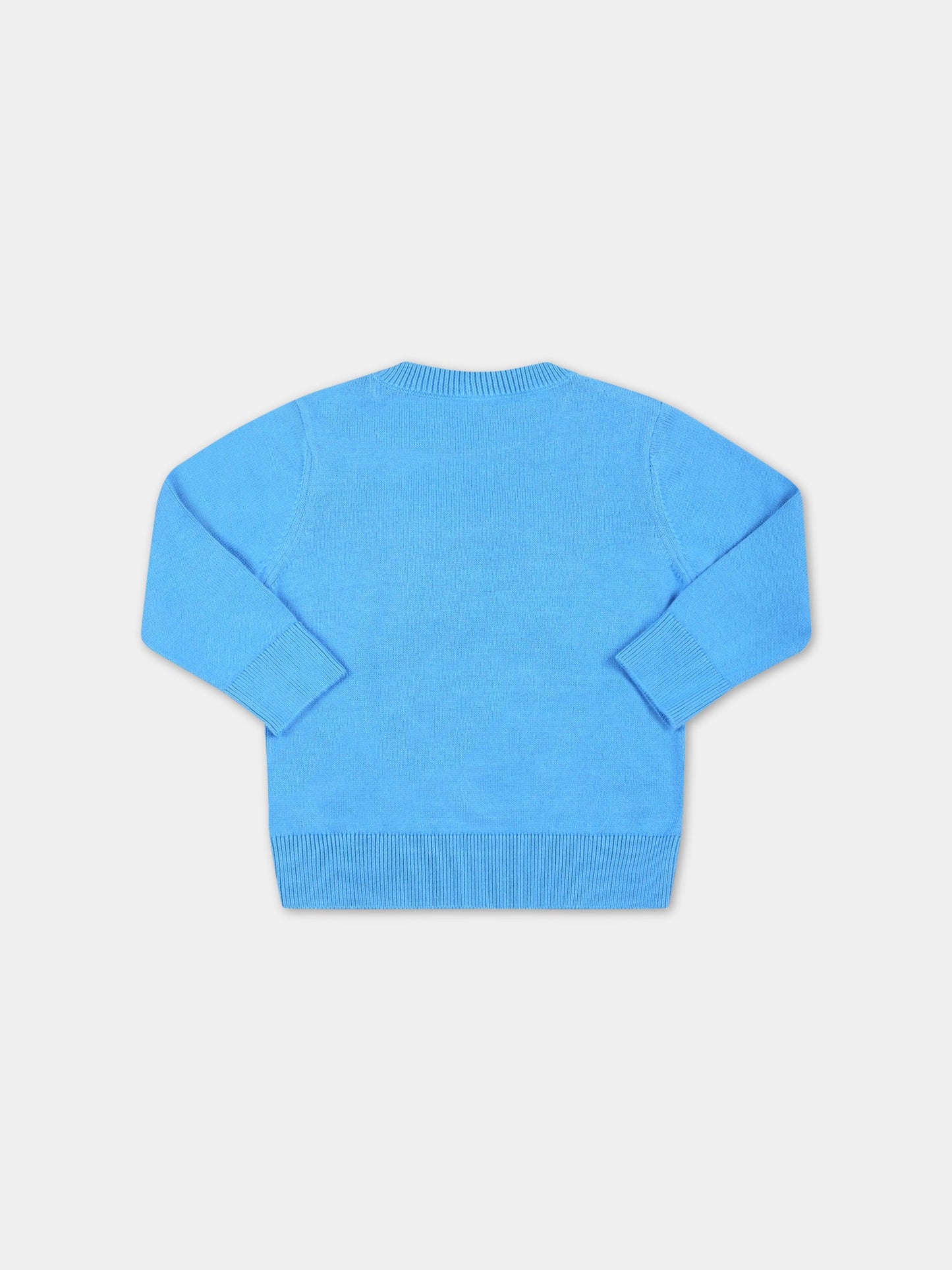 Maglione azzurro per neonato con gorilla,Stella Mccartney Kids,TS9500 Z1144 610