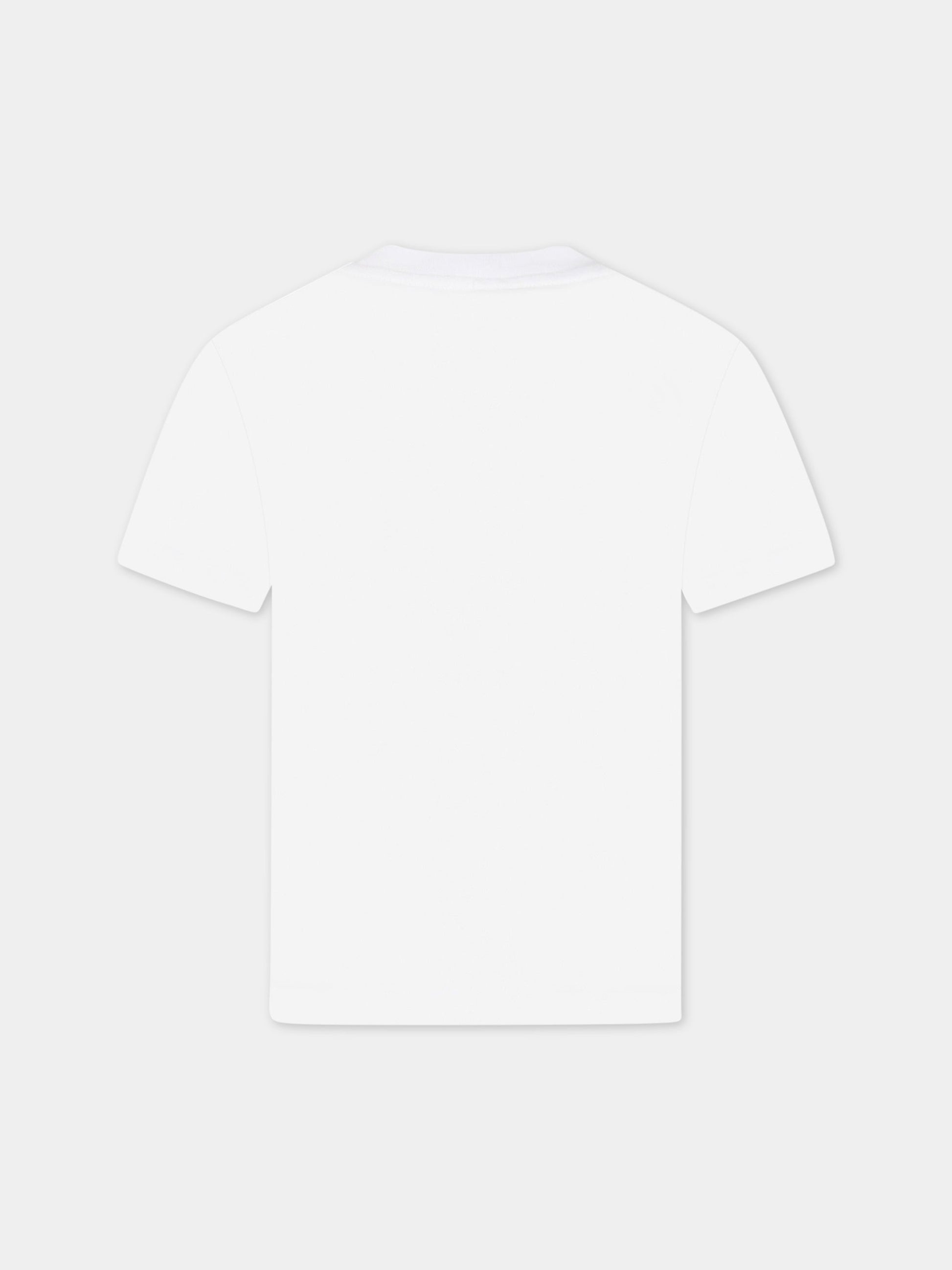 T-shirt bianca per bambini con logo e animali,Stella Mccartney Kids,TS8S91 Z0434 100