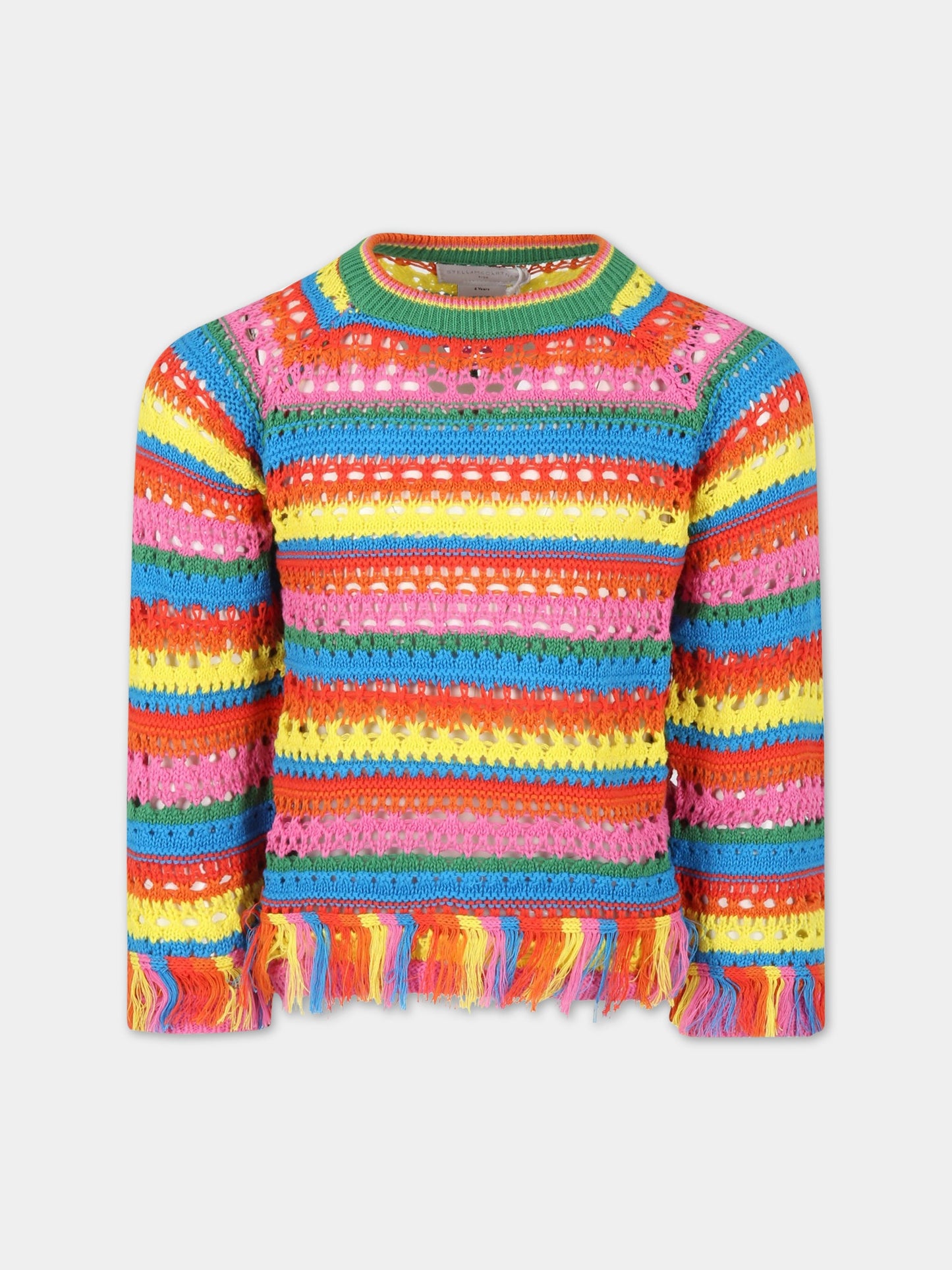 Maglione multicolor per bambina con frange,Stella Mccartney Kids,TS9A50 Z1146 999